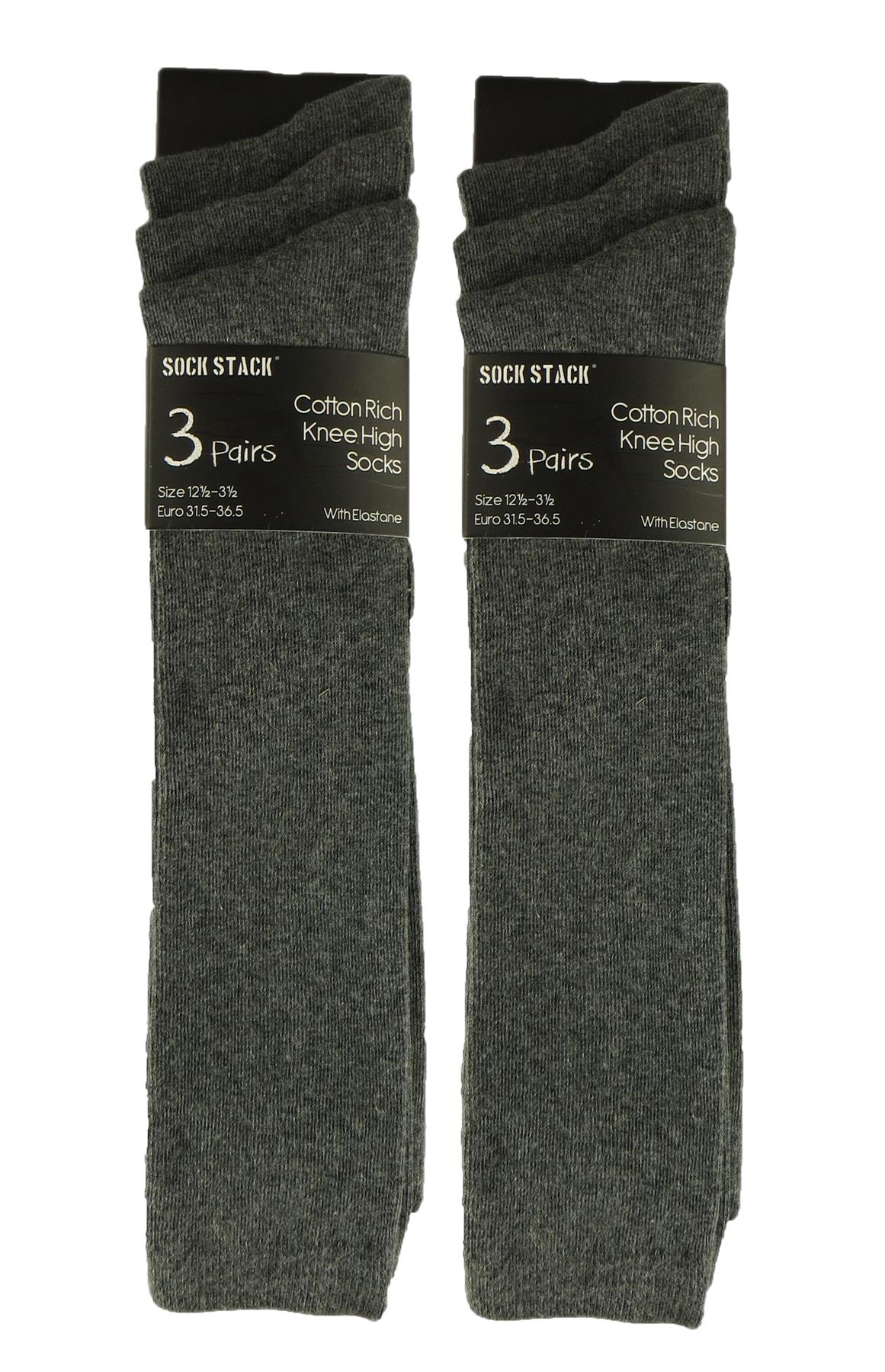 12 Paia Calze Scuola Lunghe Bambina Nero Grigio Navy Bianco Calzini Al Ginocchio - Foto 7 di 9