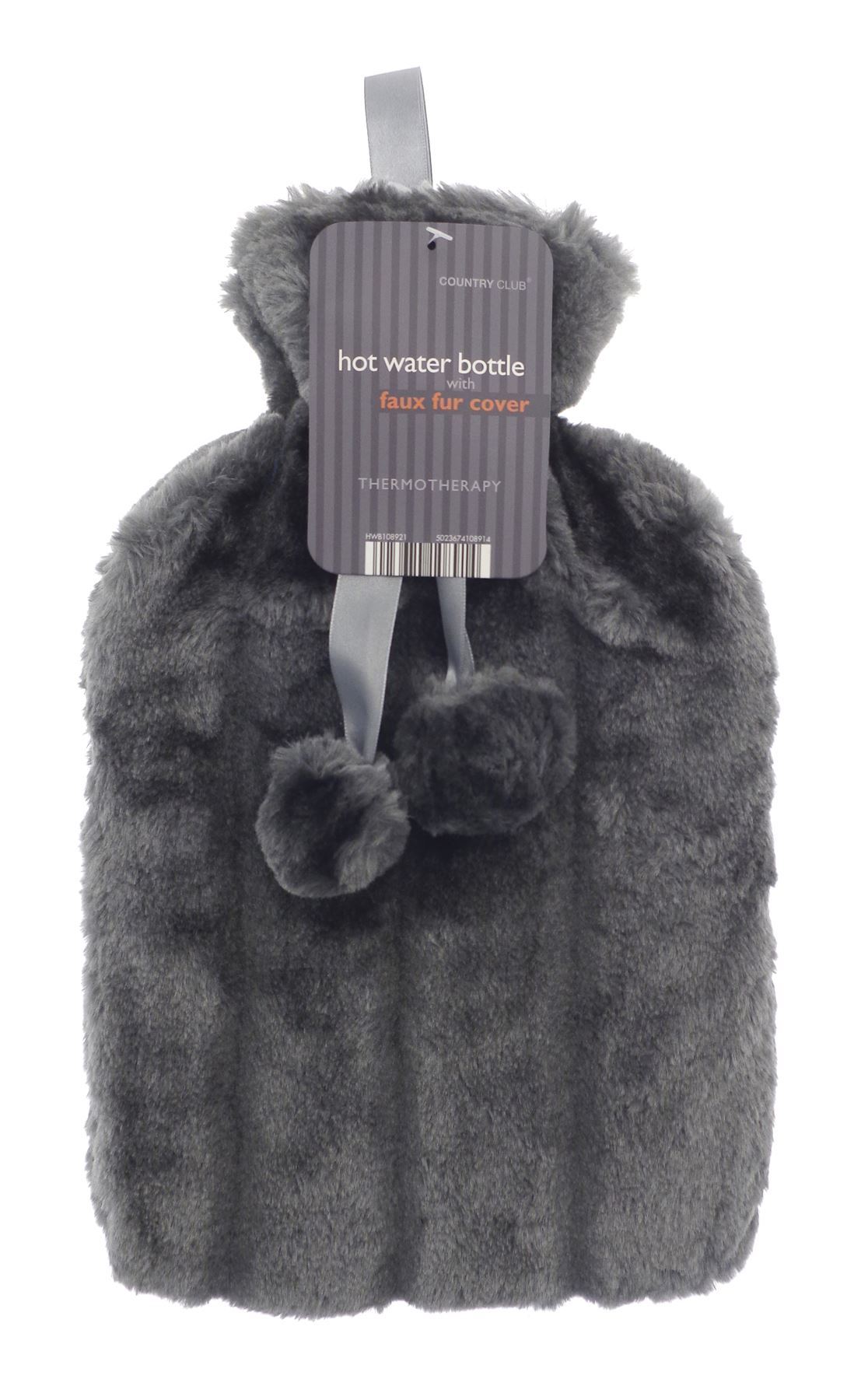 Plain Faux Fur Hot Water Bottle With Pom Poms Thermotherapy Winter Gift - Picture 11 of 53