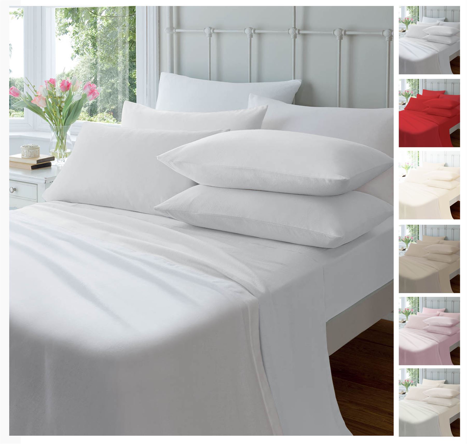Extra Deep Flannelette Fitted Sheets, Warm Soft Brushed Cotton Bed