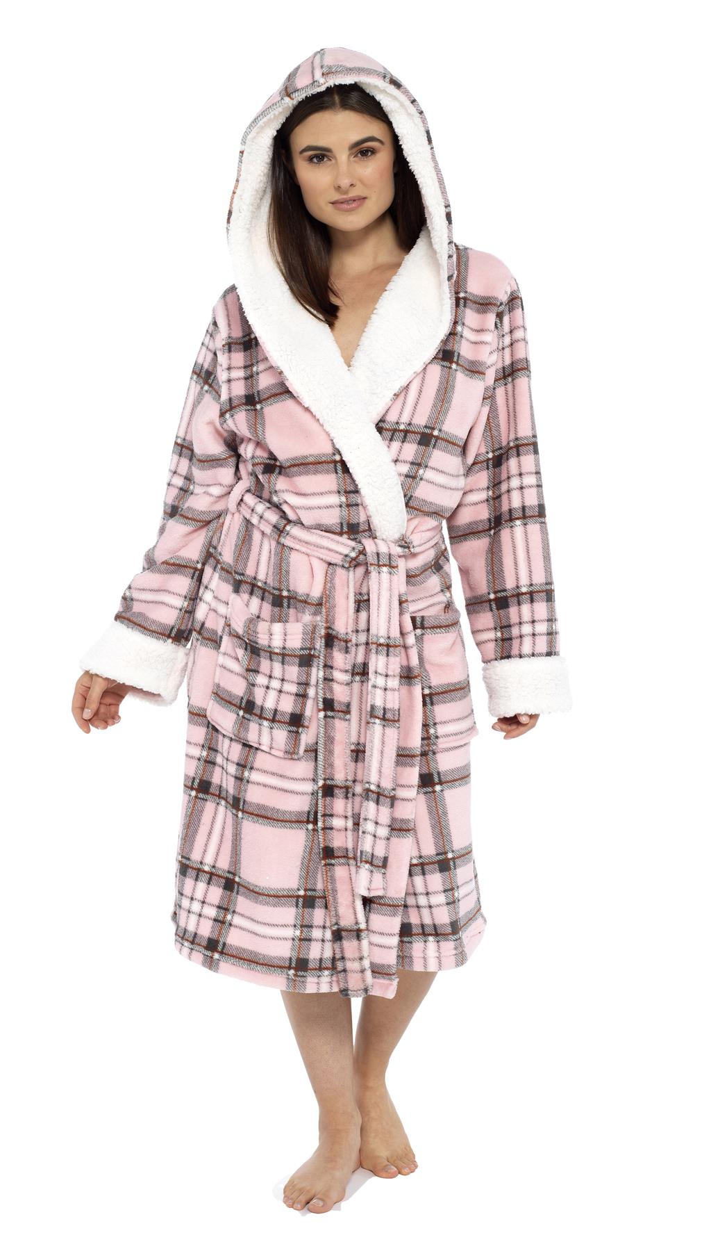 Women's Super Soft Hooded Robe Dressing Gown Bathrobe Plush Robes Warm Gowns eBay