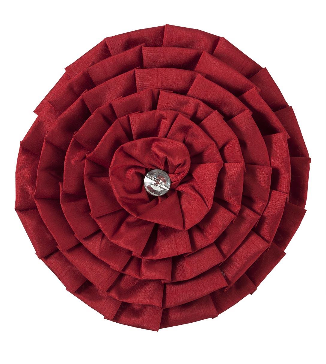 Luxury Diamond Pleat Cushion Faux Silk Round Shape Filled Cushions 30 cm - Picture 6 of 7