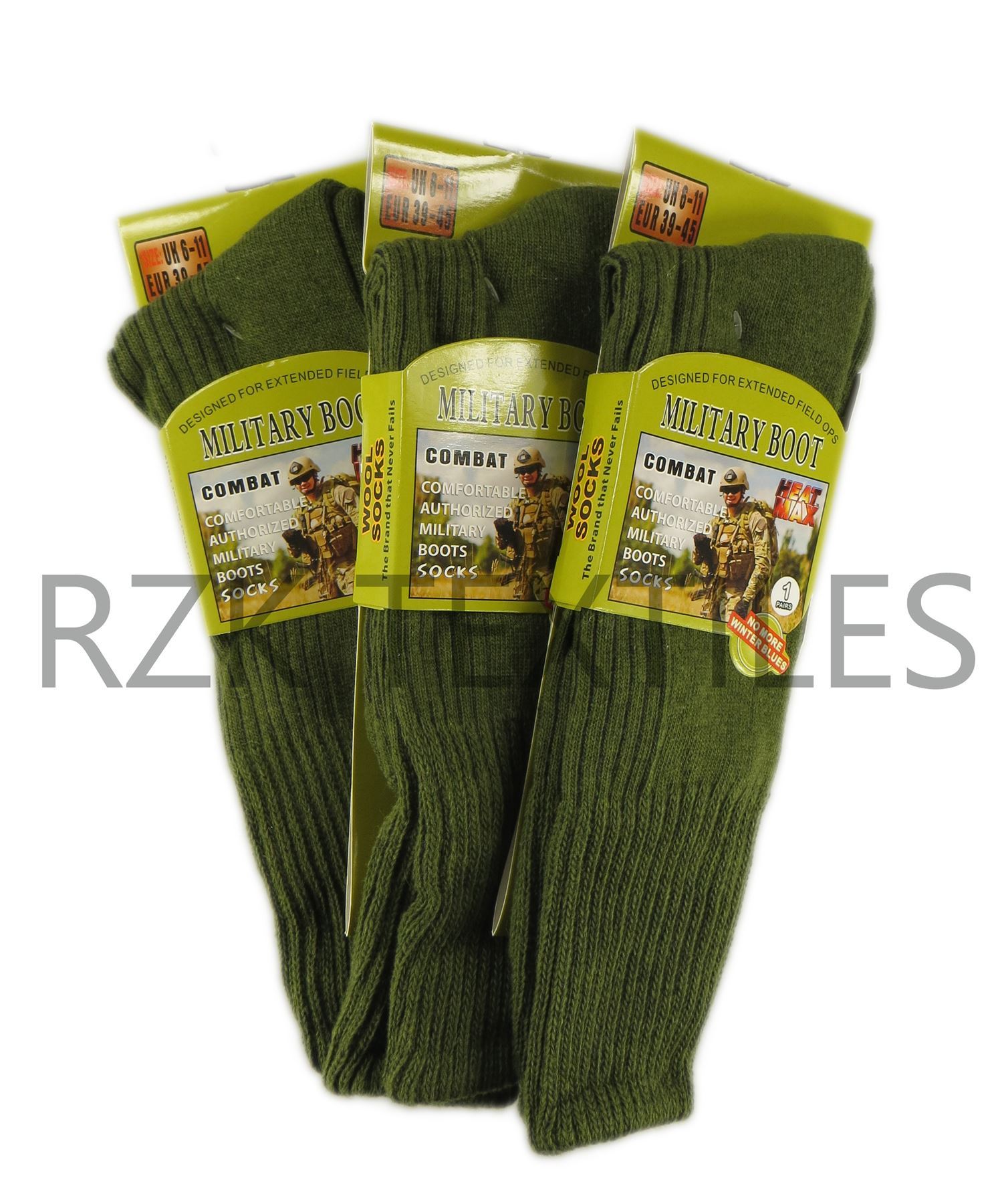 3 Pairs Of Men's Army Socks, Thermal Long Military Socks, Size 611