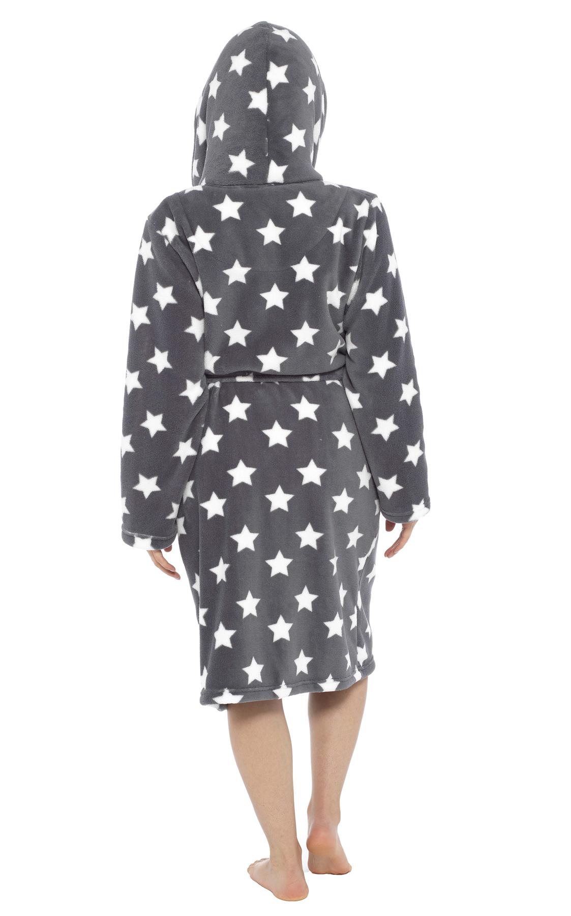 Women's Fair Isle Super Soft Hooded Dressing Gown Bathrobe Plush Robes