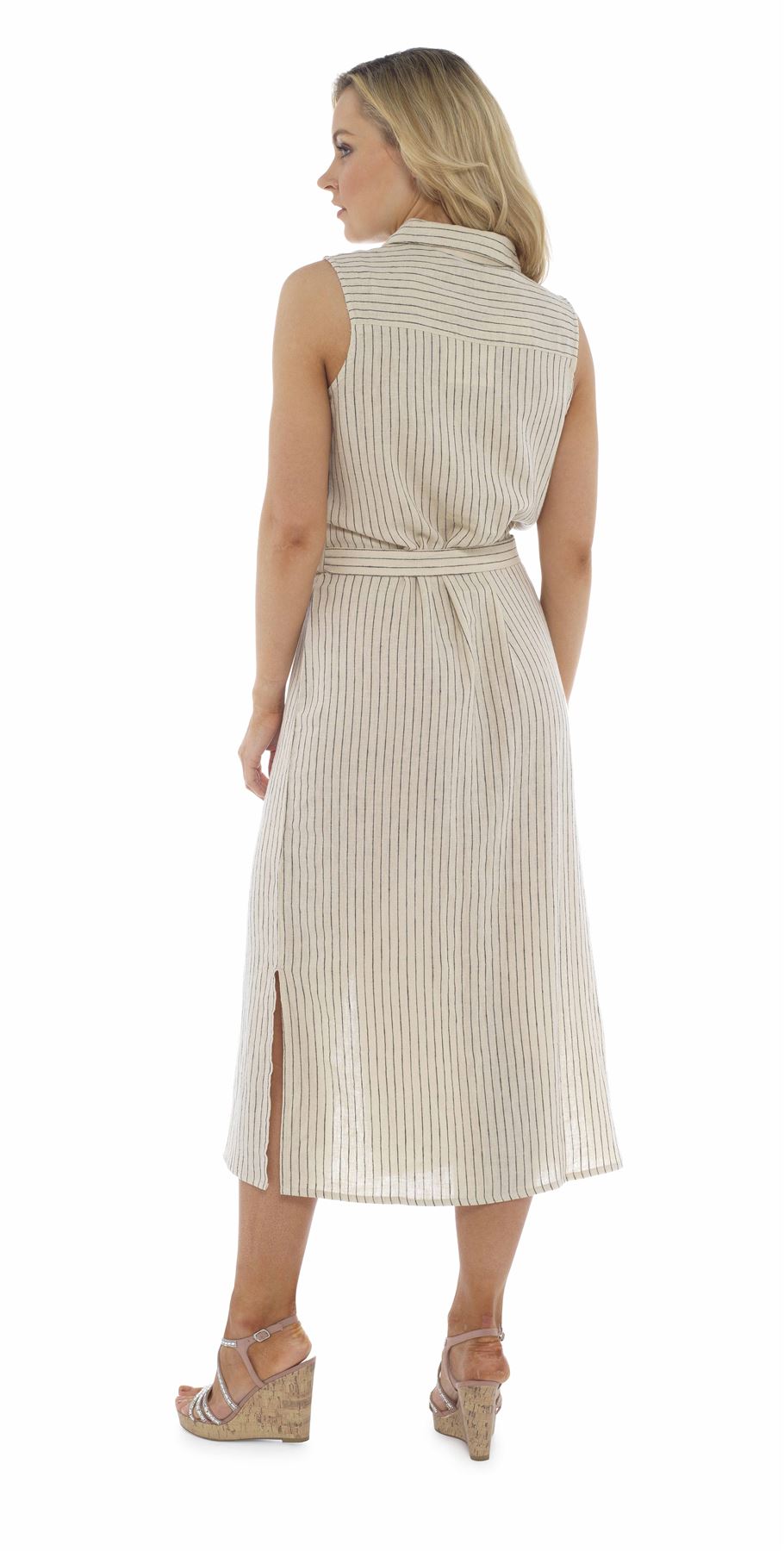 Damenkleid mit Knopfdruck durch Leinen, Urlaub Sommerkleid, Größe 10-20 - Bild 12 von 12