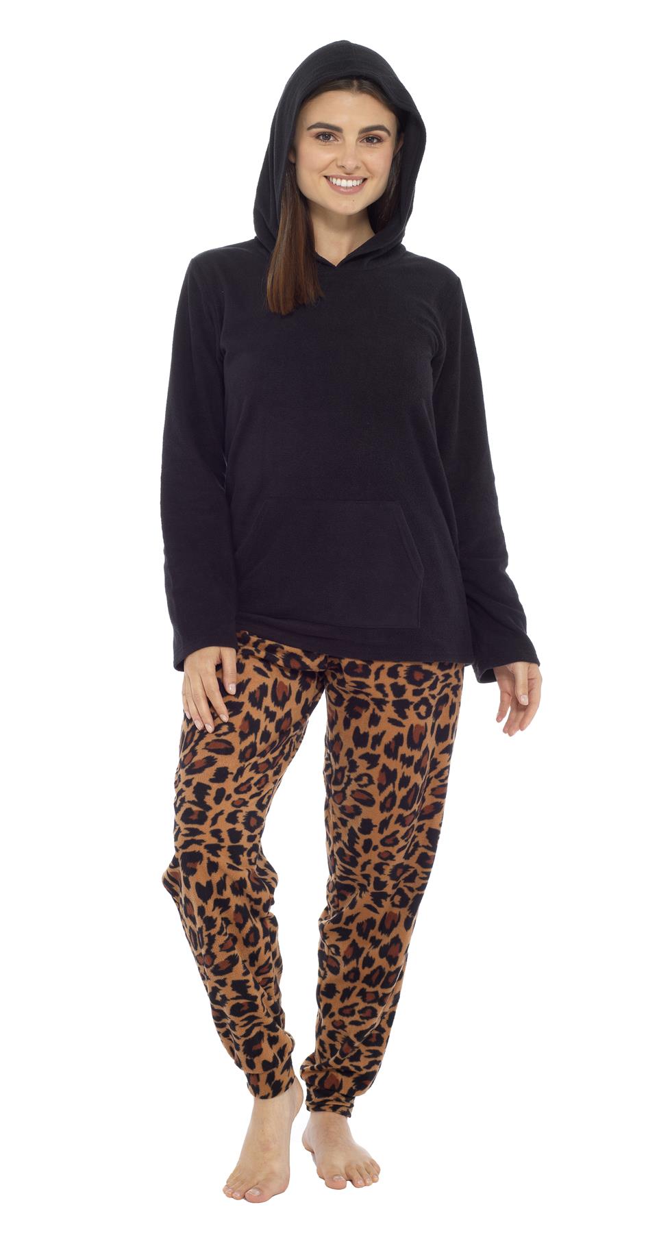 Pijama con capucha para mujer cálido polar Top y pantalones pijama conjunto de salón estrellas - Imagen 16 de 31