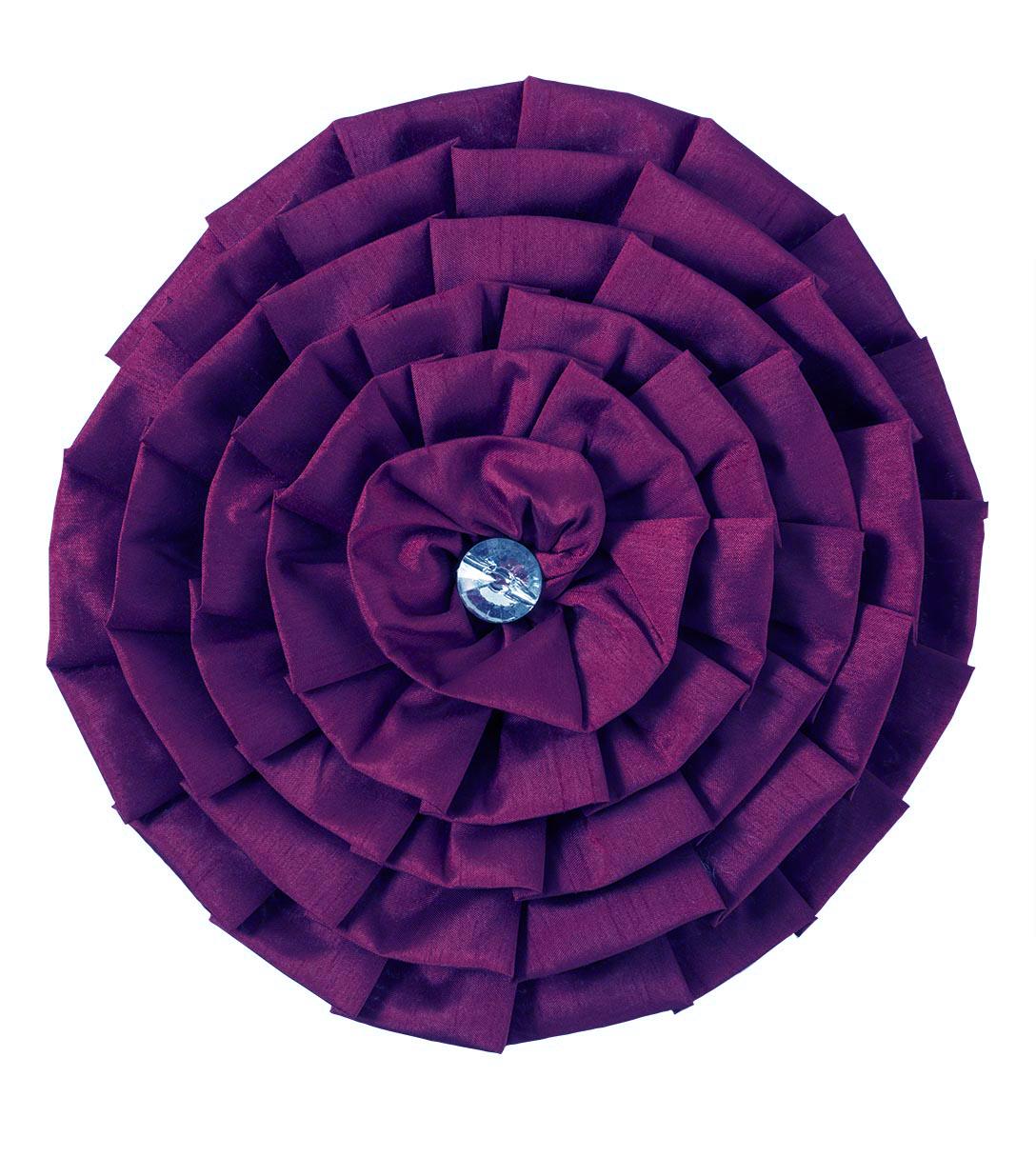 Luxury Diamond Pleat Cushion Faux Silk Round Shape Filled Cushions 30 cm - Picture 5 of 7