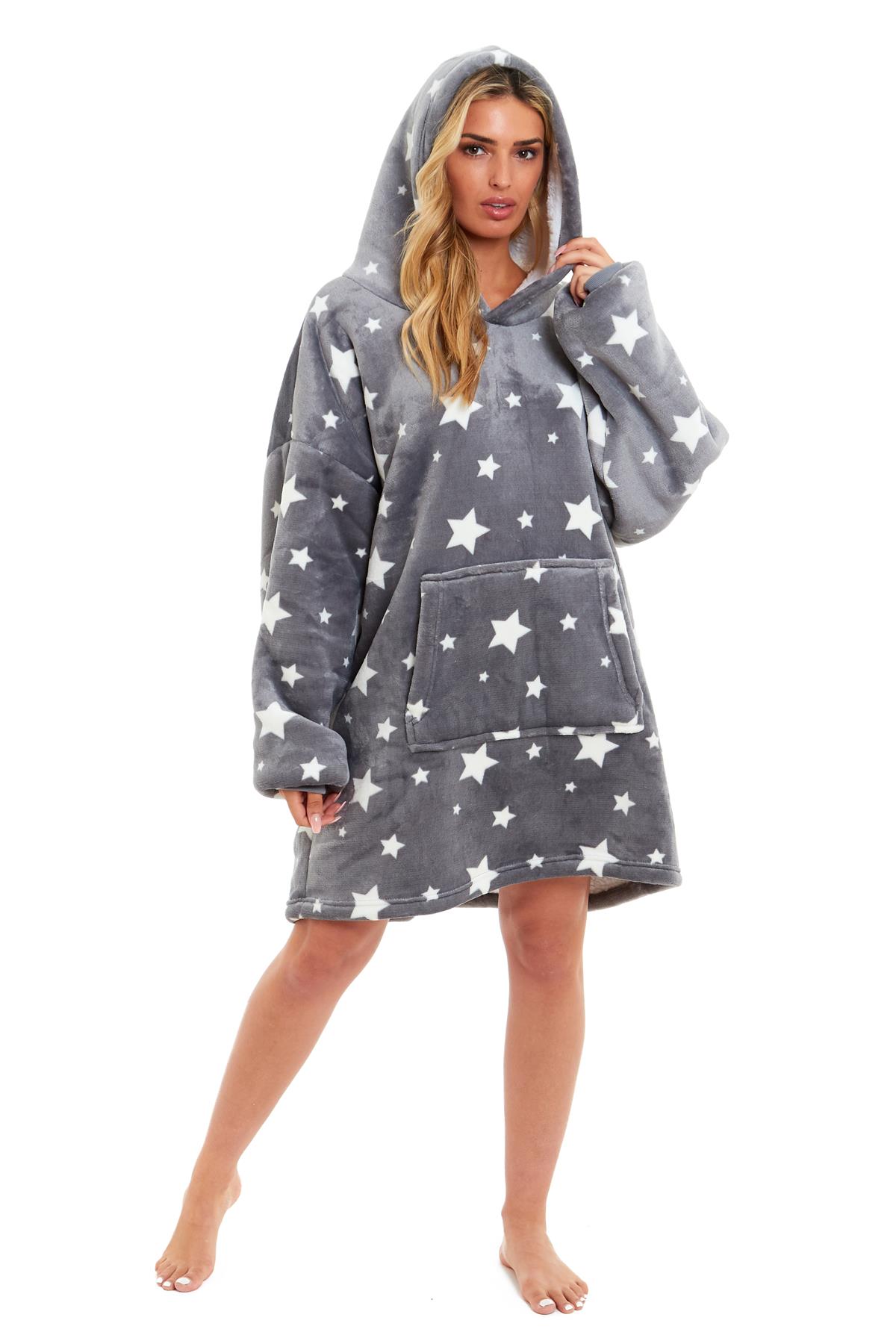 Fleece Hoodie Blanket Oversized Ultra Plush Sherpa Giant Big Hooded Sweatshirt - Picture 8 of 31