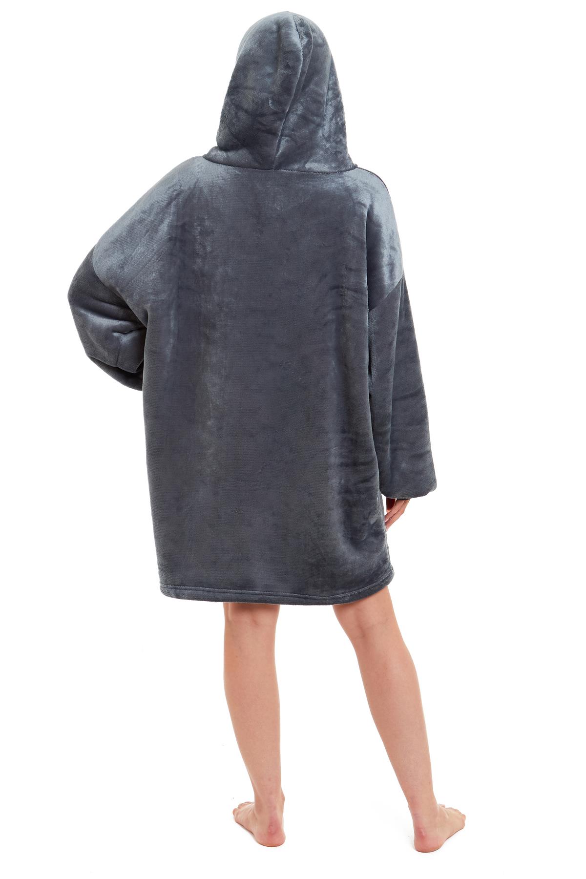 Fleece Hoodie Blanket Oversized Ultra Plush Sherpa Giant Big Hooded Sweatshirt - Picture 7 of 31