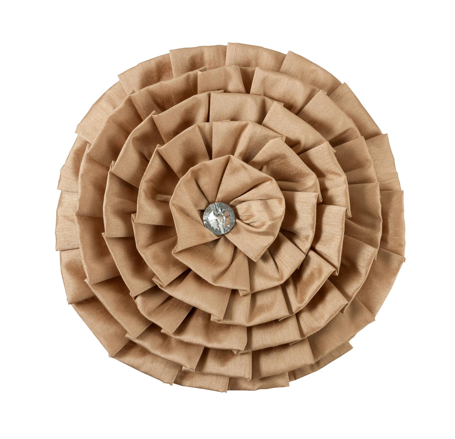 Luxury Diamond Pleat Cushion Faux Silk Round Shape Filled Cushions 30 cm 