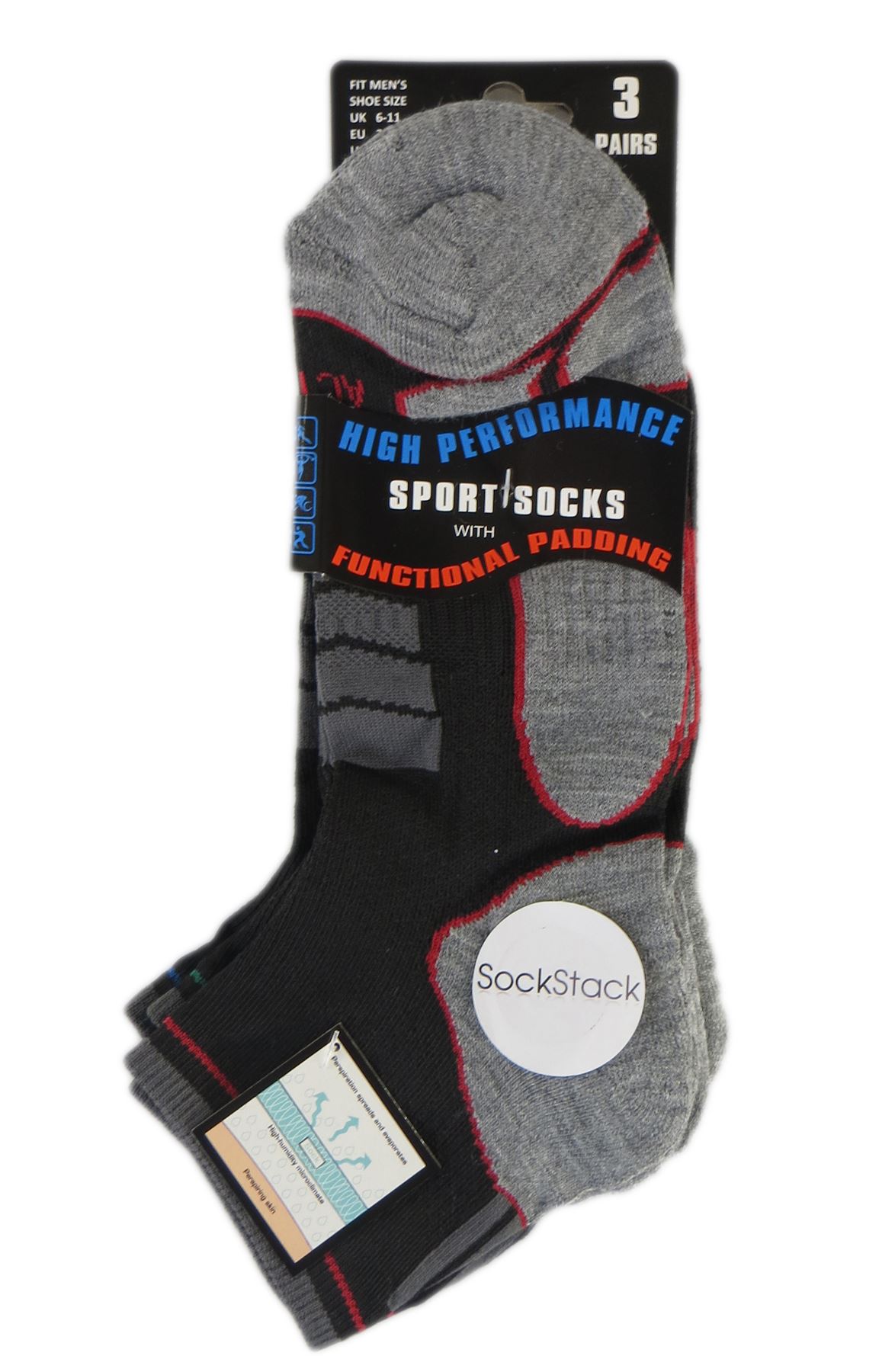6 Pairs Of Men's Trainer Socks, Active Sport Socks For Cycling Gym Sports - Picture 3 of 7