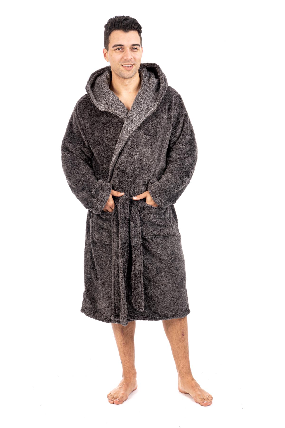 Vestido de vestir para hombre vestidos de lana con capucha bata de baño negro gris bata de baño - Imagen 2 de 37