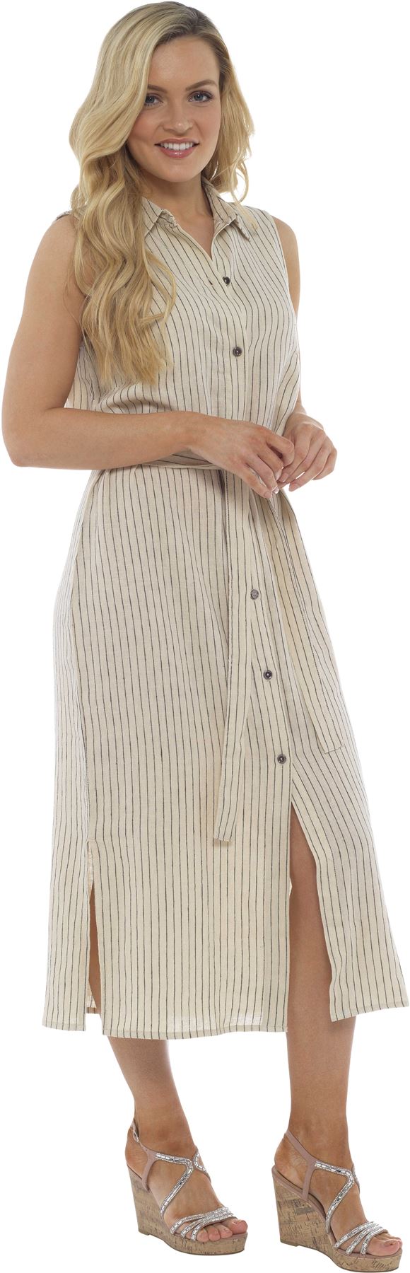 Damenkleid mit Knopfdruck durch Leinen, Urlaub Sommerkleid, Größe 10-20 - Bild 11 von 12