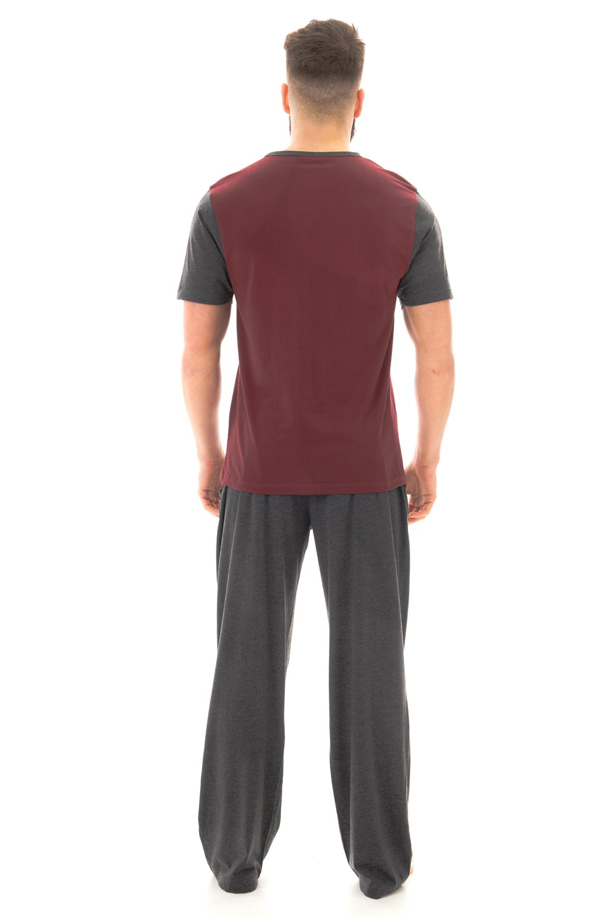 Mens Long Pyjama Sets Cotton Pyjamas Loungewear T Shirt Pants PJ Set - Picture 15 of 15