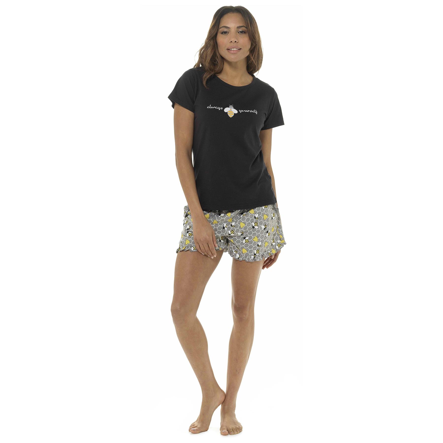 Womens Pyjama Set T Shirt & Shorts Pyjamas Holiday Summer Soft Cotton Pyjama PJs - Picture 23 of 40