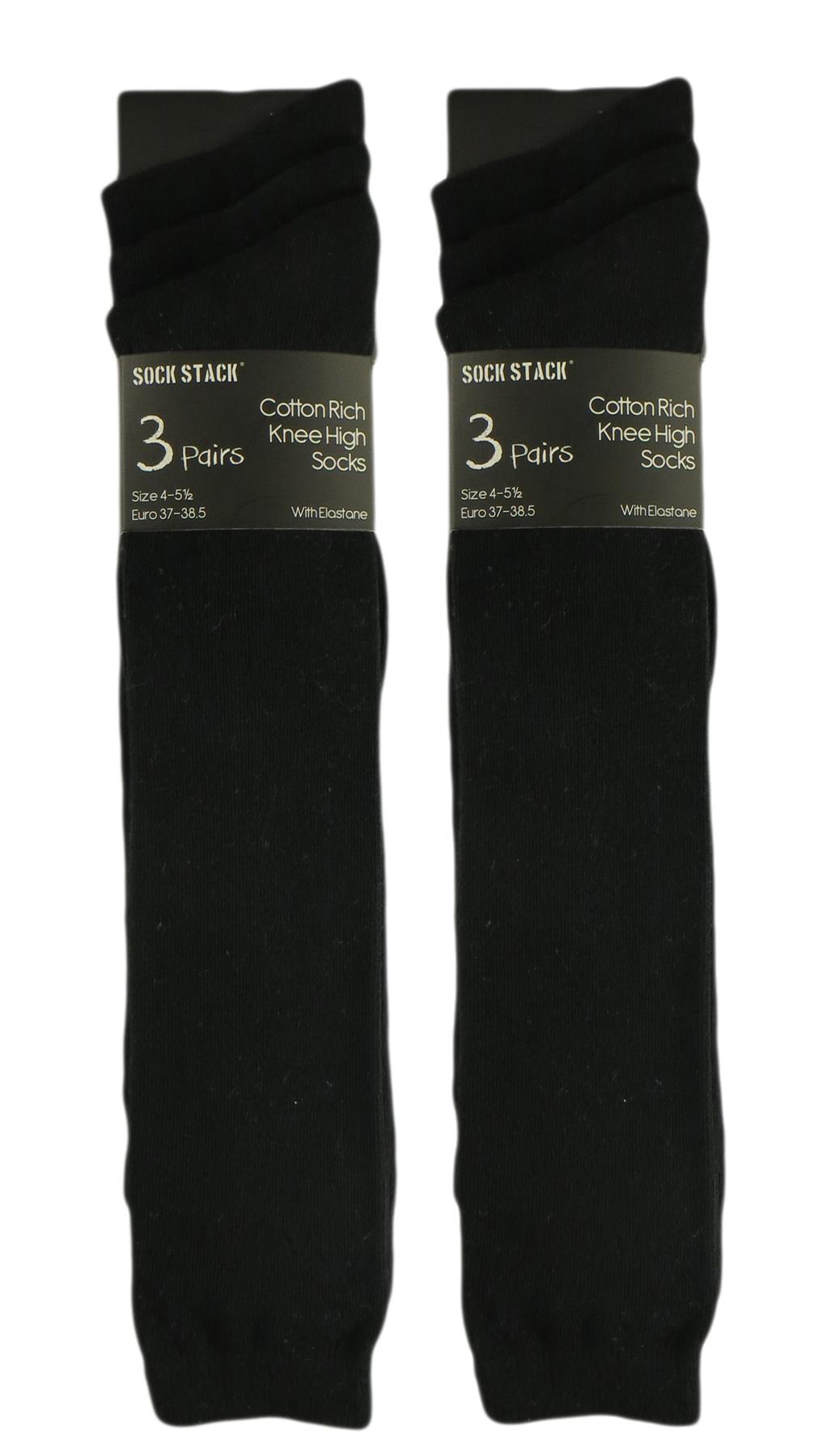 12 Paia Calze Scuola Lunghe Bambina Nero Grigio Navy Bianco Calzini Al Ginocchio - Foto 3 di 9