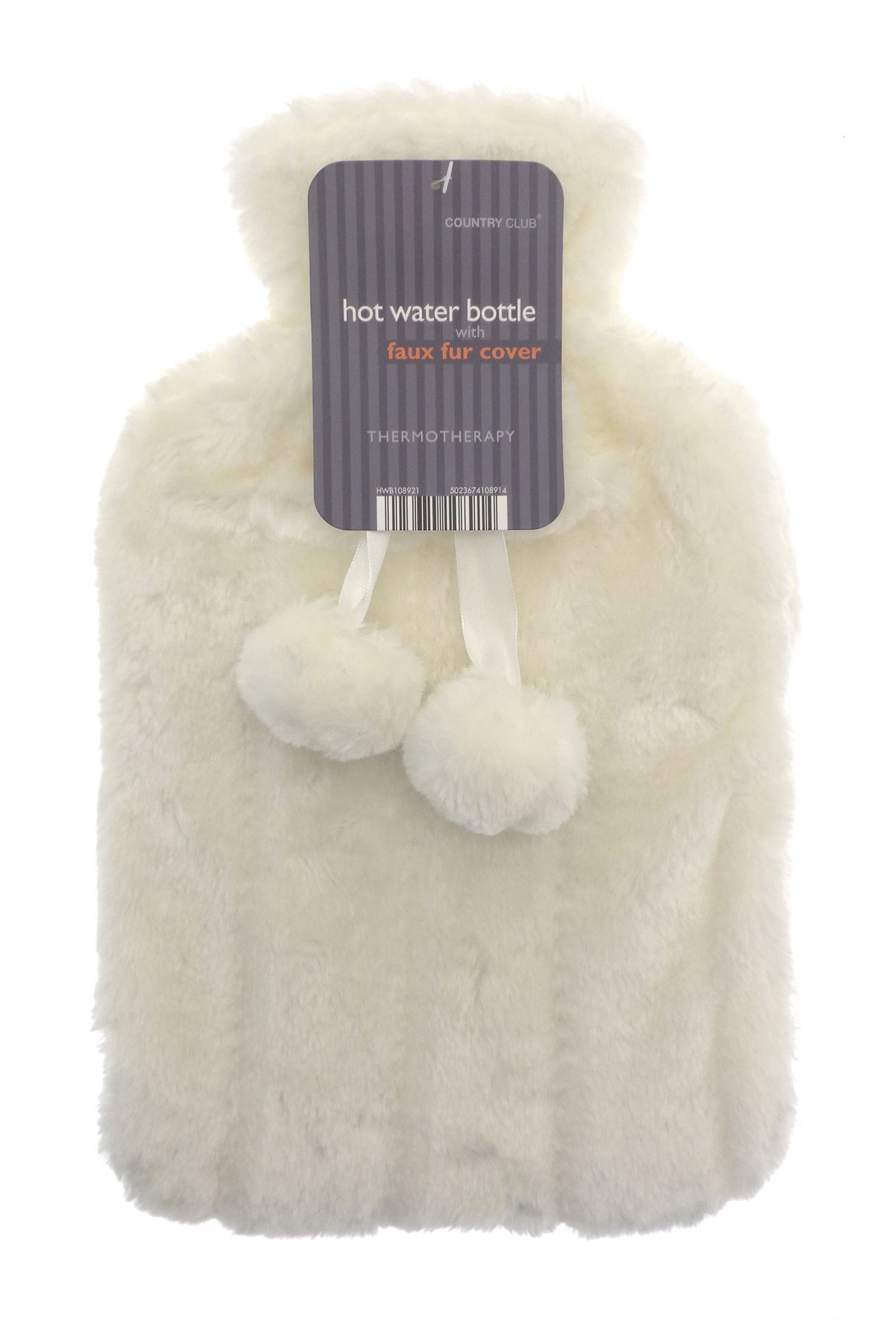 Plain Faux Fur Hot Water Bottle With Pom Poms Thermotherapy Winter Gift - Picture 19 of 53