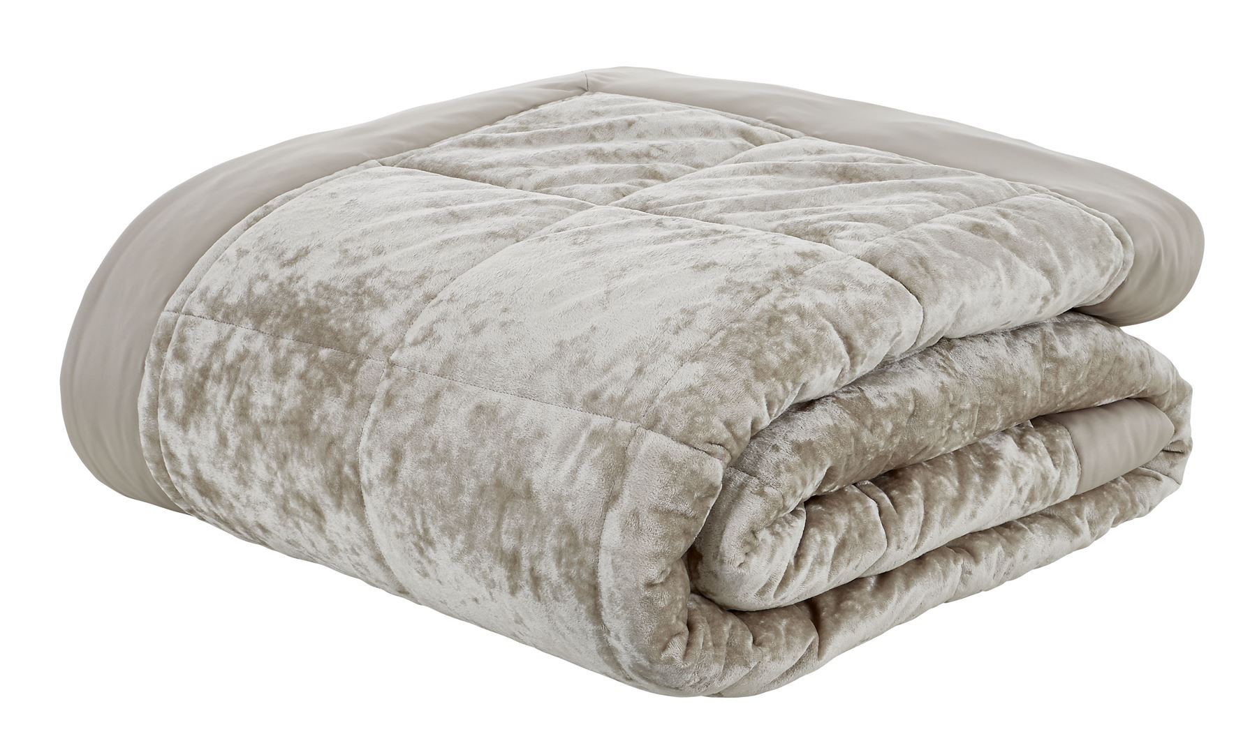 Crushed Velvet Bedspread Quilted Throw, King Size Throw, Silver, 220 x