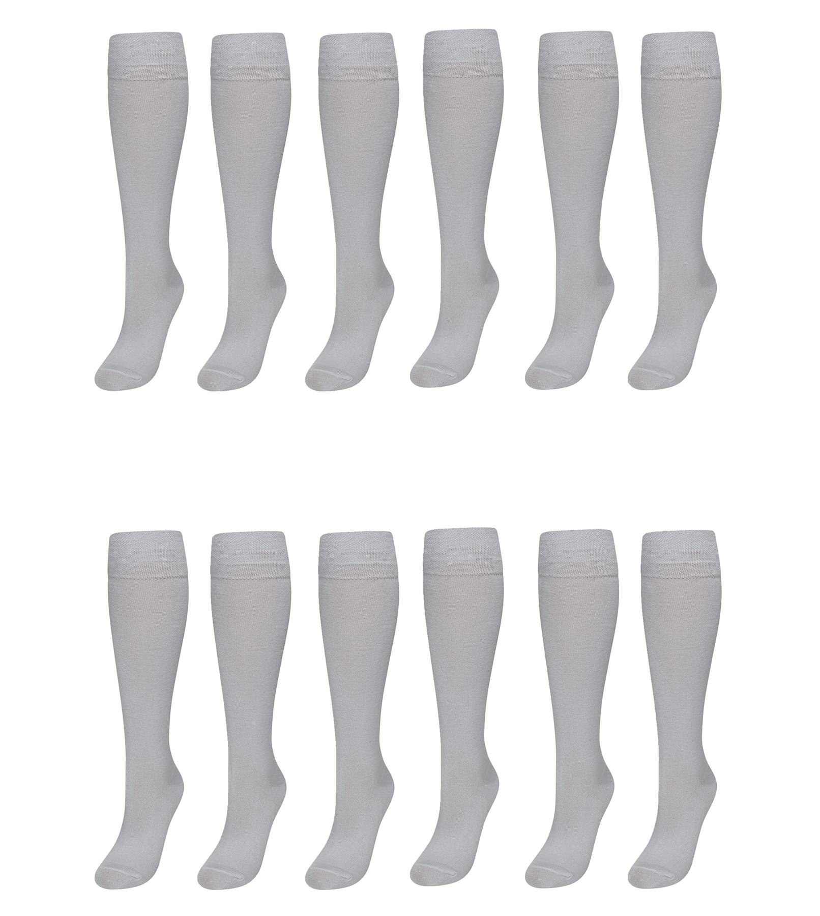 12 Paia Calze Scuola Lunghe Bambina Nero Grigio Navy Bianco Calzini Al Ginocchio - Foto 8 di 9