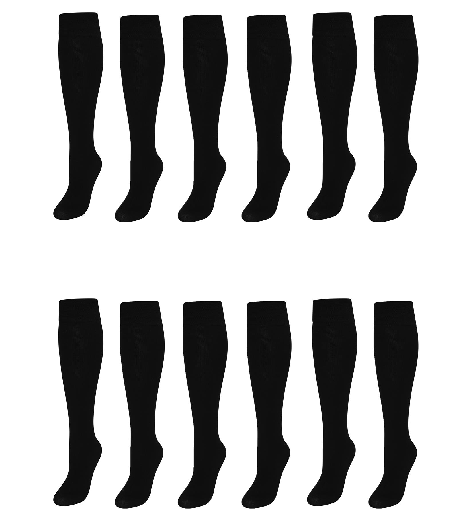 12 Paia Calze Scuola Lunghe Bambina Nero Grigio Navy Bianco Calzini Al Ginocchio - Foto 2 di 9