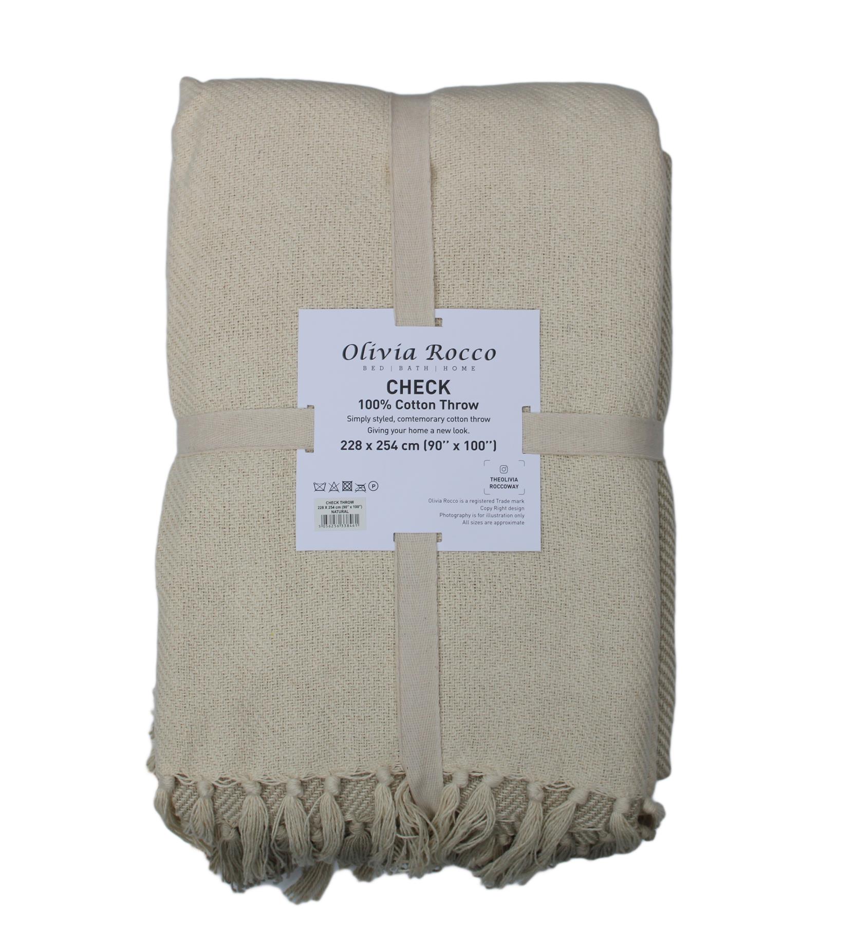 Luxury Box Check Throw 100 Cotton Sofa Bed Cover Throws Blanket Jumbo