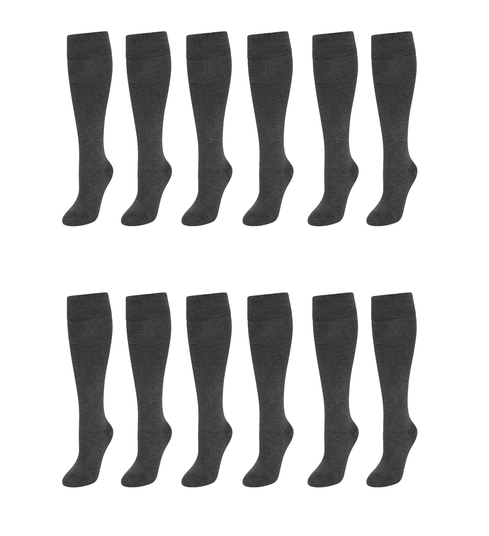 12 Paia Calze Scuola Lunghe Bambina Nero Grigio Navy Bianco Calzini Al Ginocchio - Foto 6 di 9