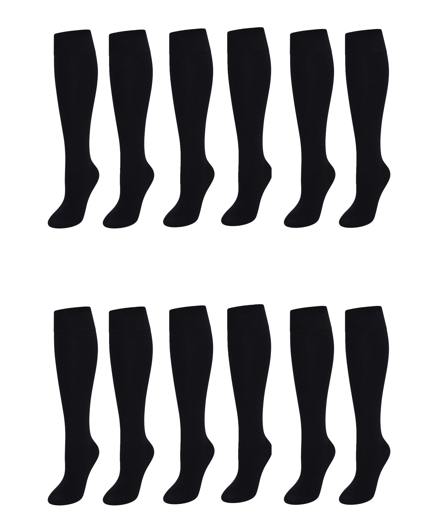 12 Paia Calze Scuola Lunghe Bambina Nero Grigio Navy Bianco Calzini Al Ginocchio - Foto 4 di 9