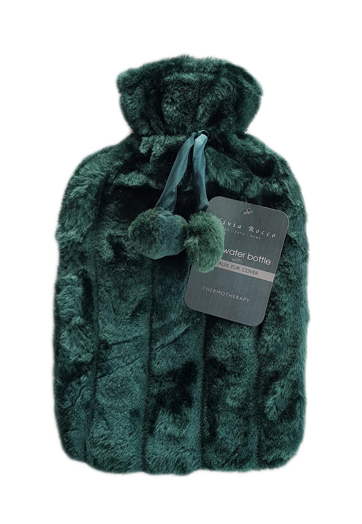 Plain Faux Fur Hot Water Bottle With Pom Poms Thermotherapy Winter Gift - Picture 32 of 53