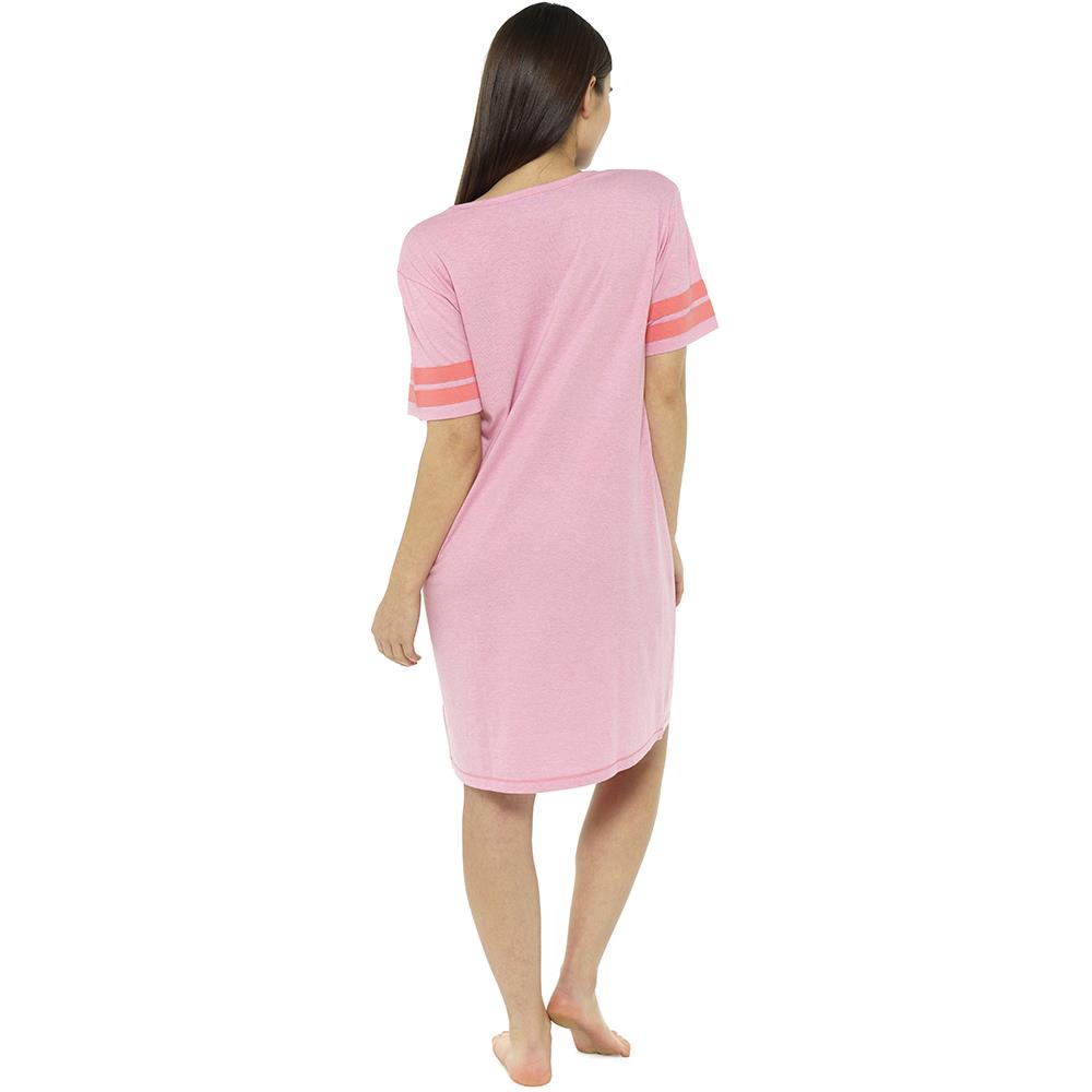Camicia da notte donna stampa Varsity morbido cotone da notte oversize pigiama top - Foto 7 di 11
