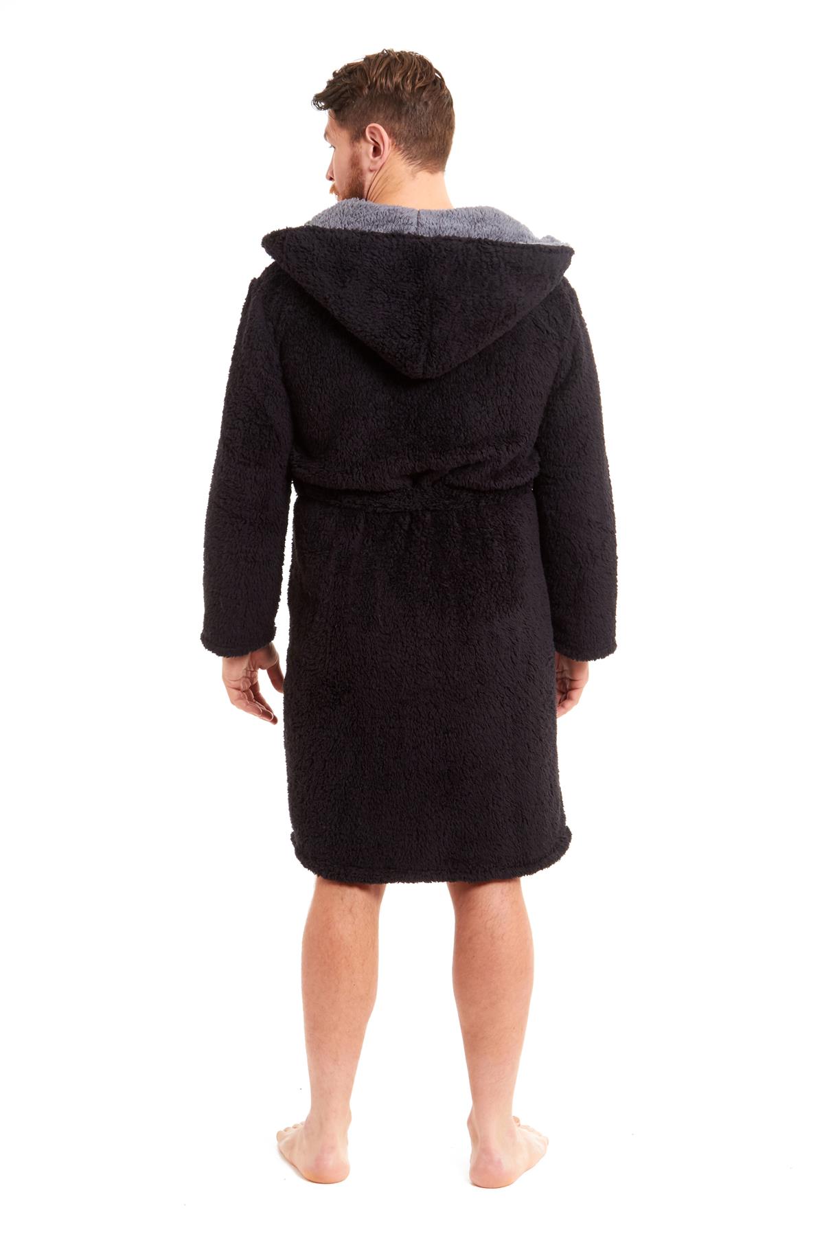 Vestido de vestir para hombre vestidos de lana con capucha bata de baño negro gris bata de baño - Imagen 20 de 37