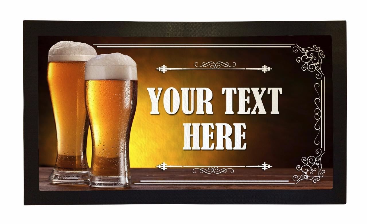 Personalised Bar Runner Novelty Bar Gifts Beer Label Pub Custom Mat