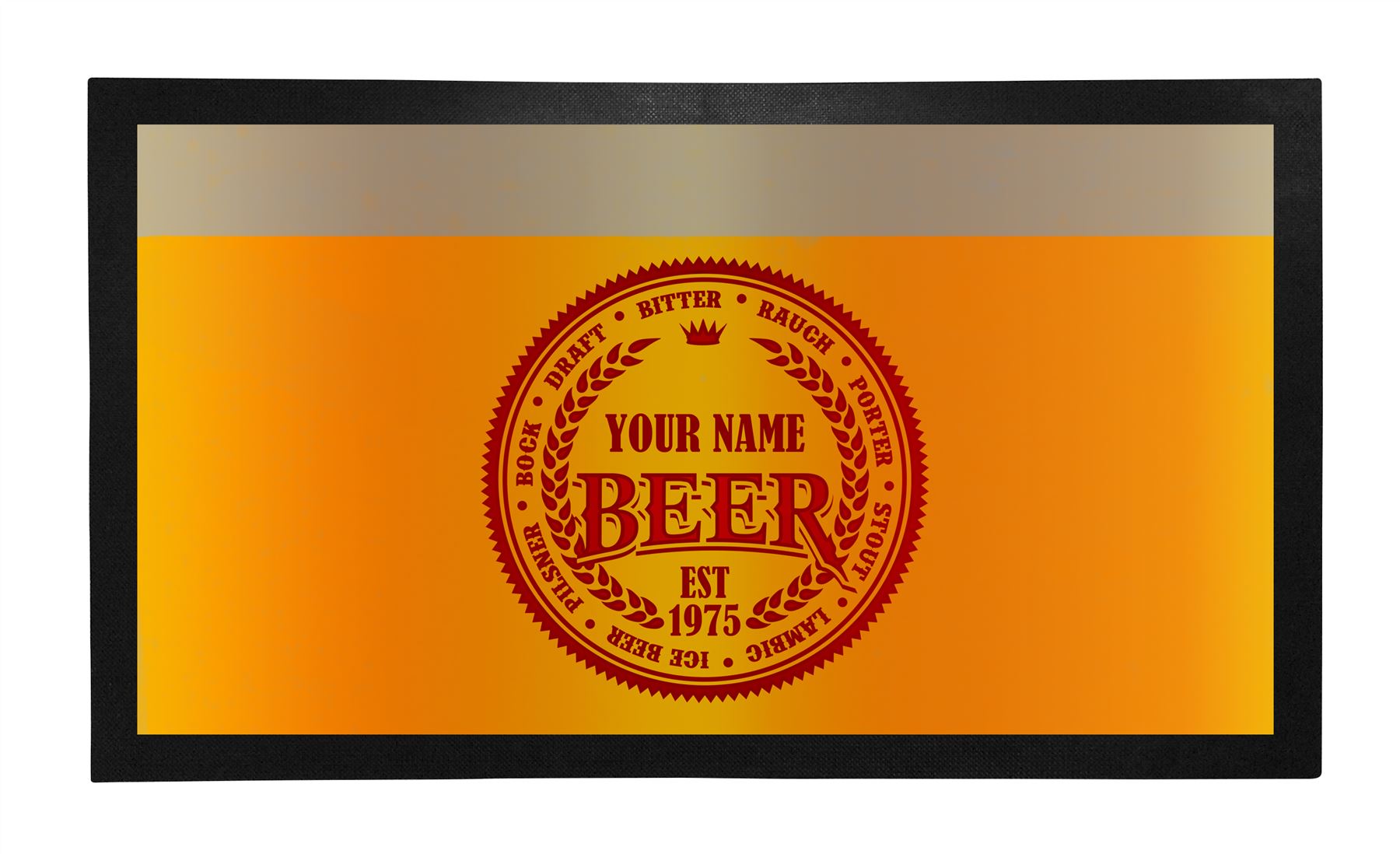 Personalised Bar Runner Novelty Bar Gifts Beer Label Pub Custom Mat