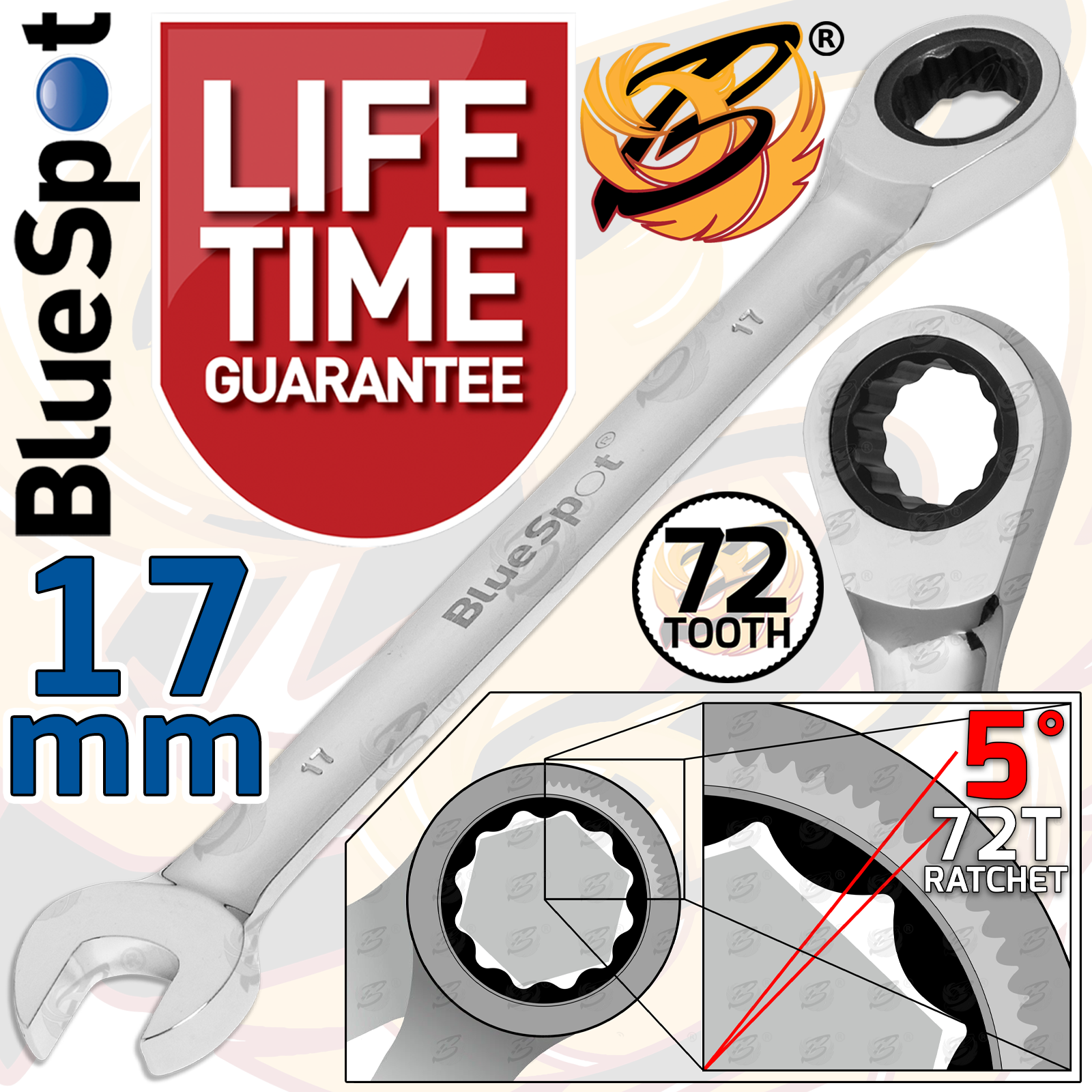 Ratchet Spanners Combination Ratchet Wrenches Spanner 72T Fixed Head 8mm - 24mm - Picture 28 of 45