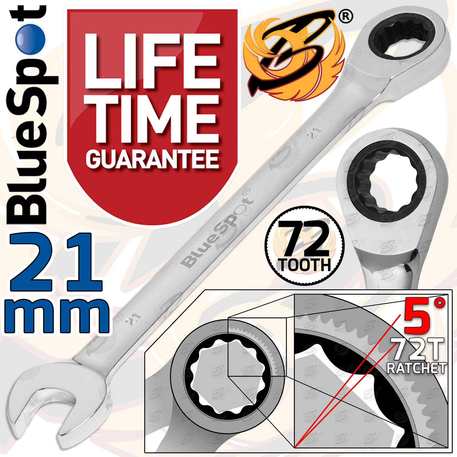 Ratchet Spanners Combination Ratchet Wrenches Spanner 72T Fixed Head 8mm - 24mm - Picture 37 of 45