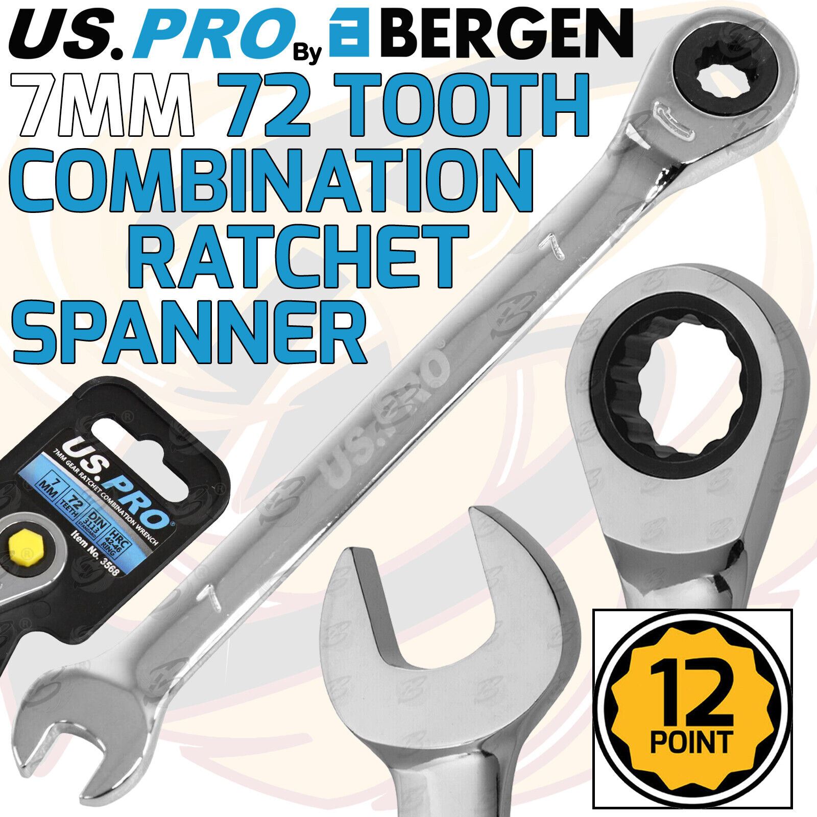US PRO Ratchet Spanners Combination Ratchet Wrench Spanner 72T Fixed 8mm - 32mm - Picture 7 of 121