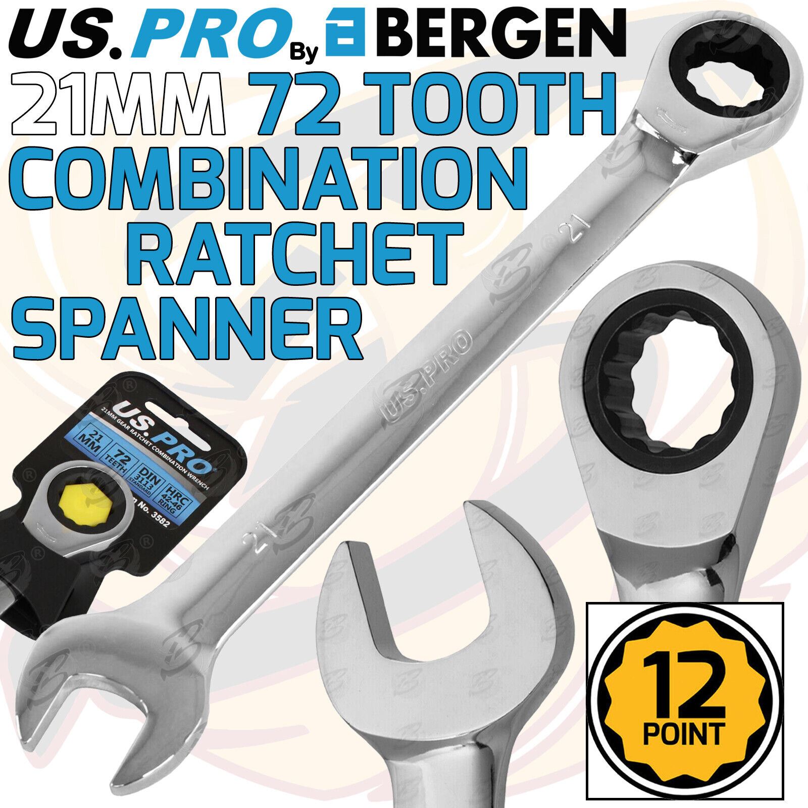 US PRO Ratchet Spanners Combination Ratchet Wrench Spanner 72T Fixed 8mm - 32mm - Picture 77 of 121
