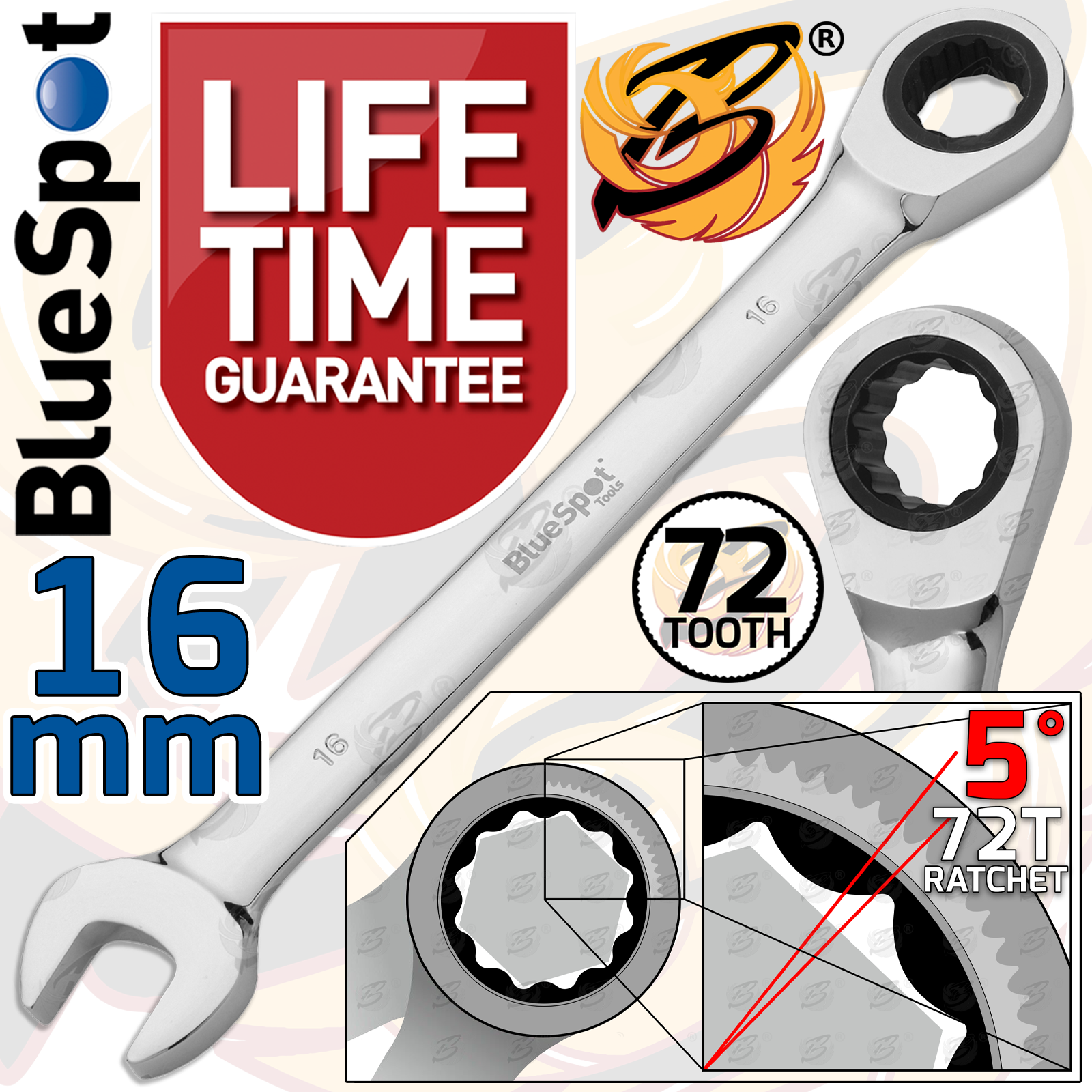 Ratchet Spanners Combination Ratchet Wrenches Spanner 72T Fixed Head 8mm - 24mm - Picture 25 of 45