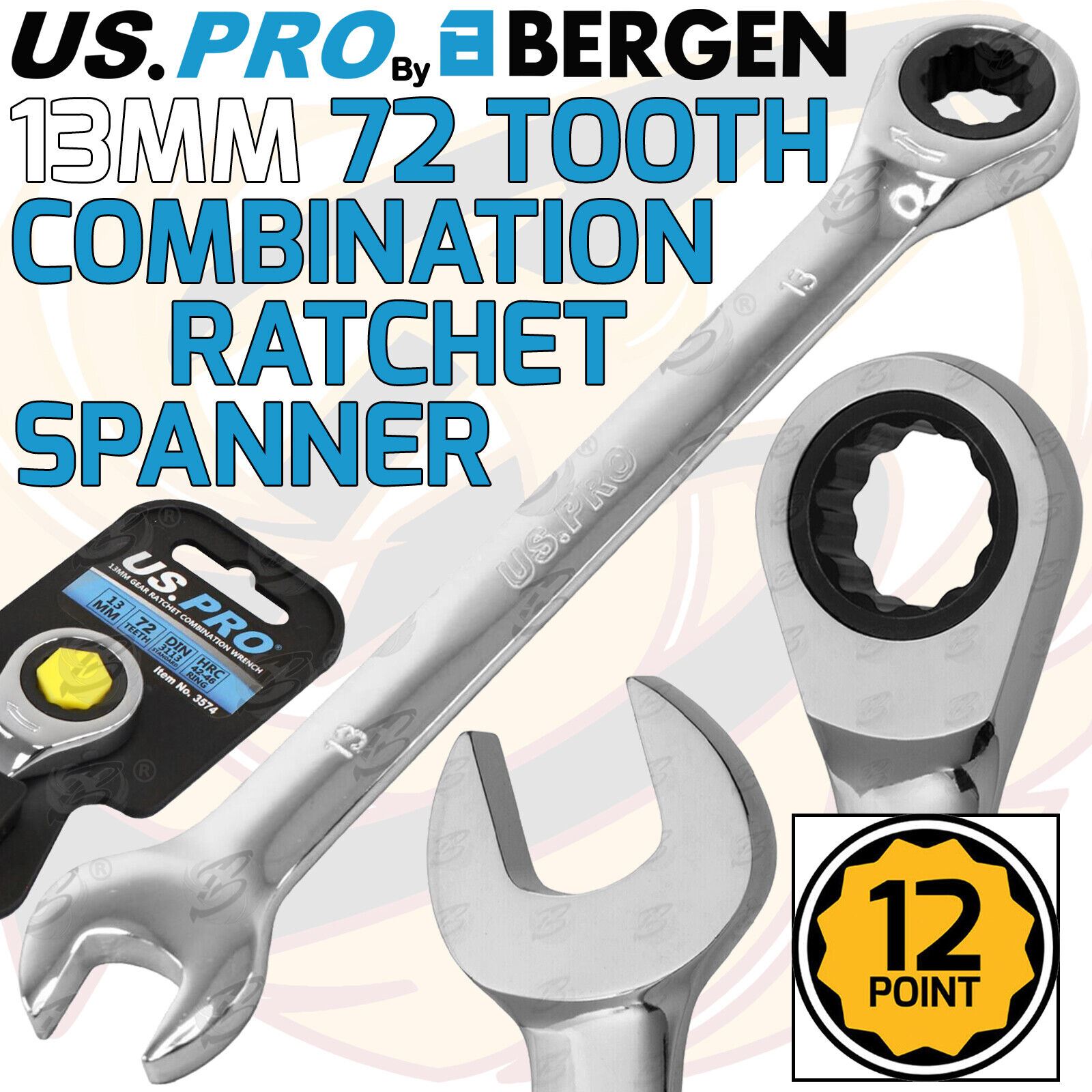 US PRO Ratchet Spanners Combination Ratchet Wrench Spanner 72T Fixed 8mm - 32mm - Picture 37 of 121