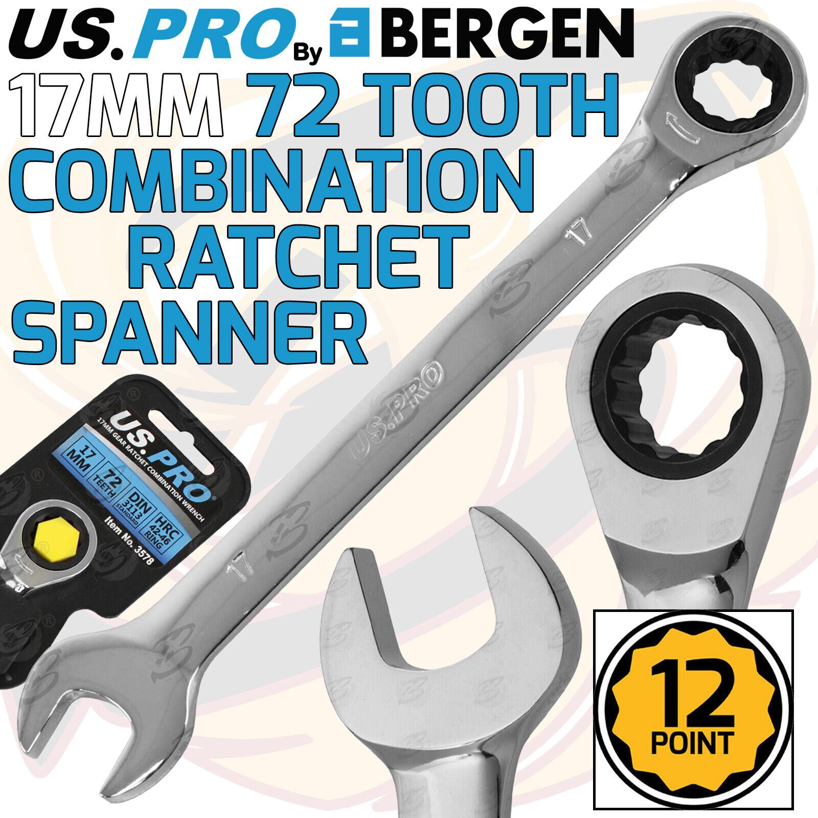 US PRO Ratchet Spanners Combination Ratchet Wrench Spanner 72T Fixed 8mm - 32mm - Picture 57 of 121