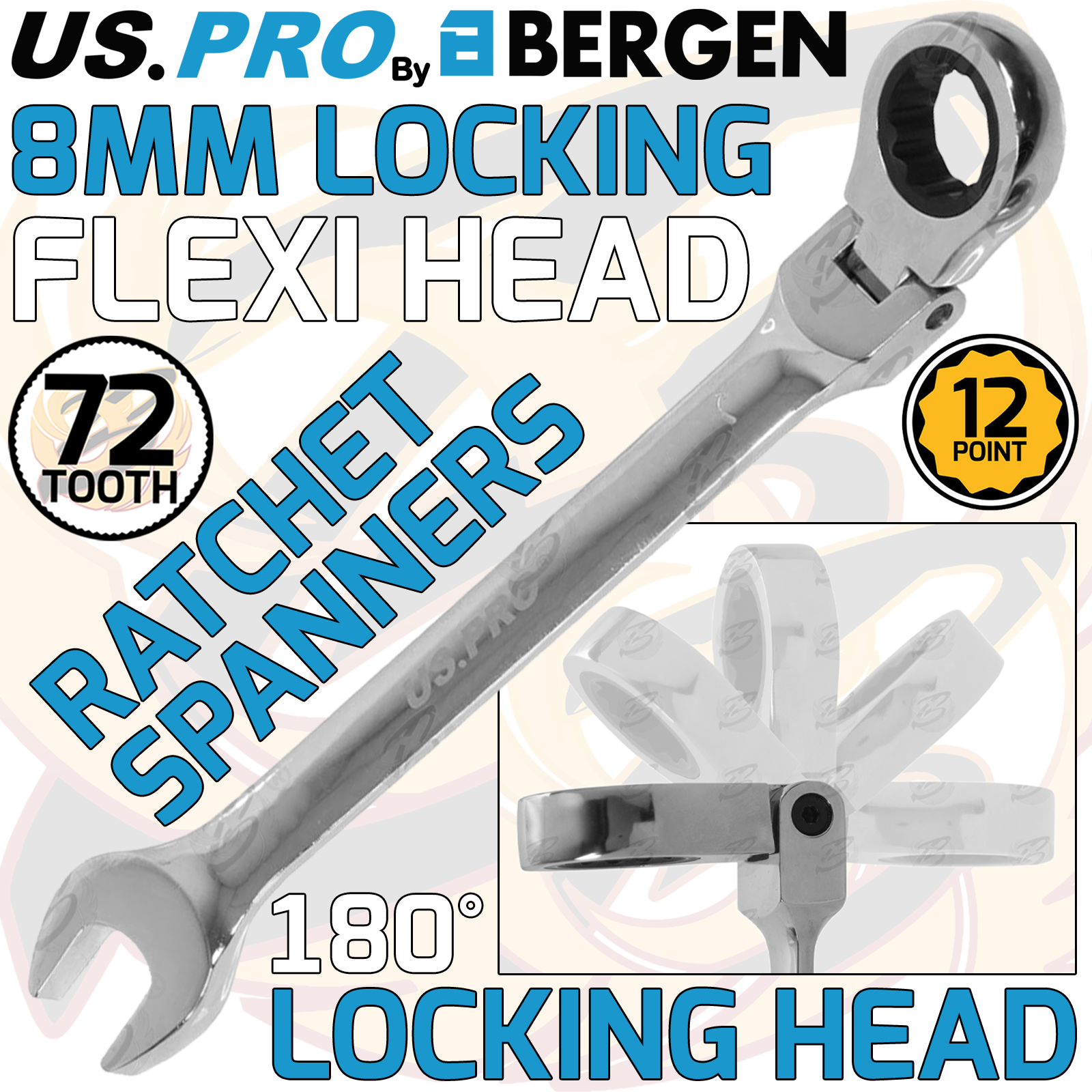 US PRO Flexible Ratchet Spanners LOCKING Flexi Combination Wrench Spanner 8-19mm