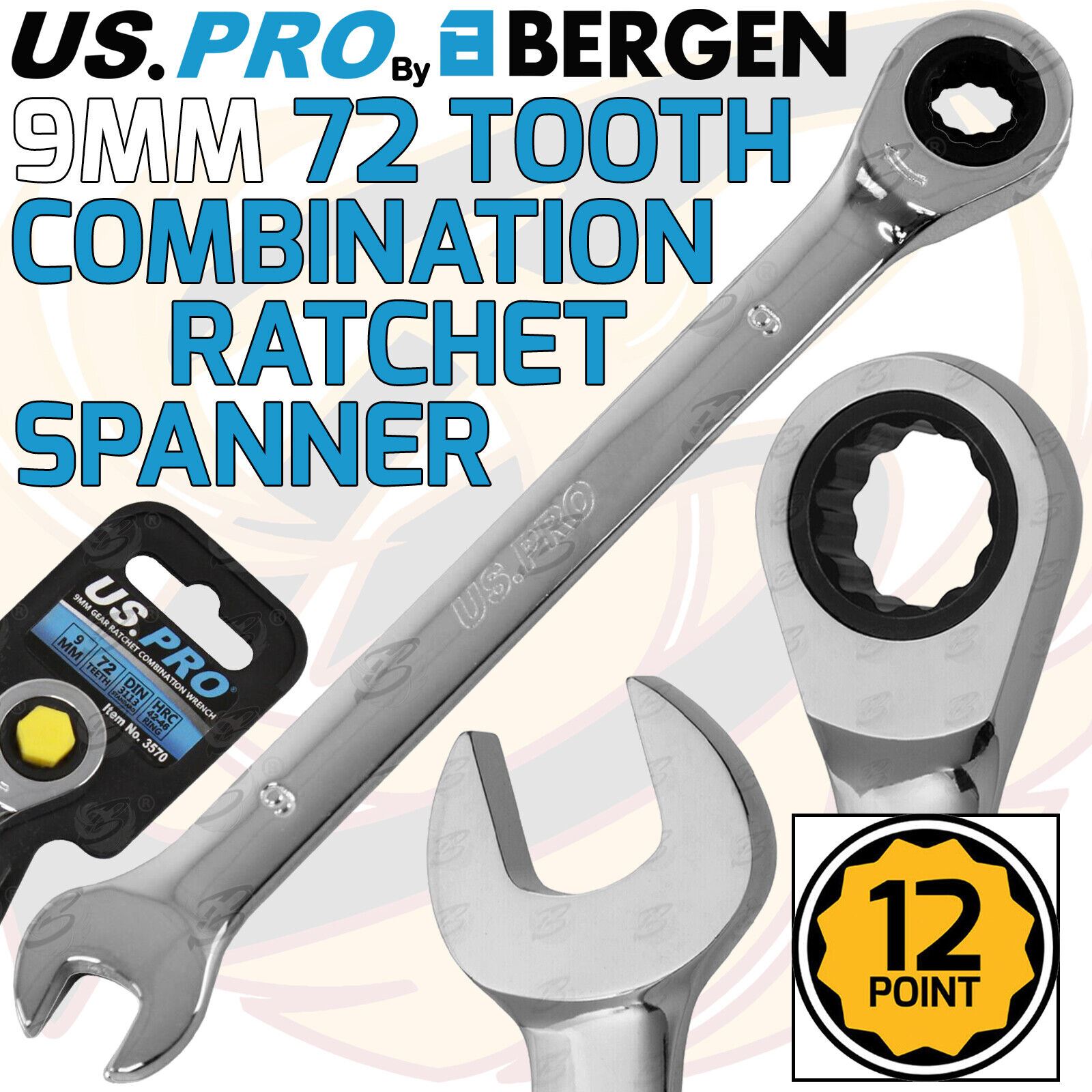 US PRO Ratchet Spanners Combination Ratchet Wrench Spanner 72T Fixed 8mm - 32mm - Picture 17 of 121