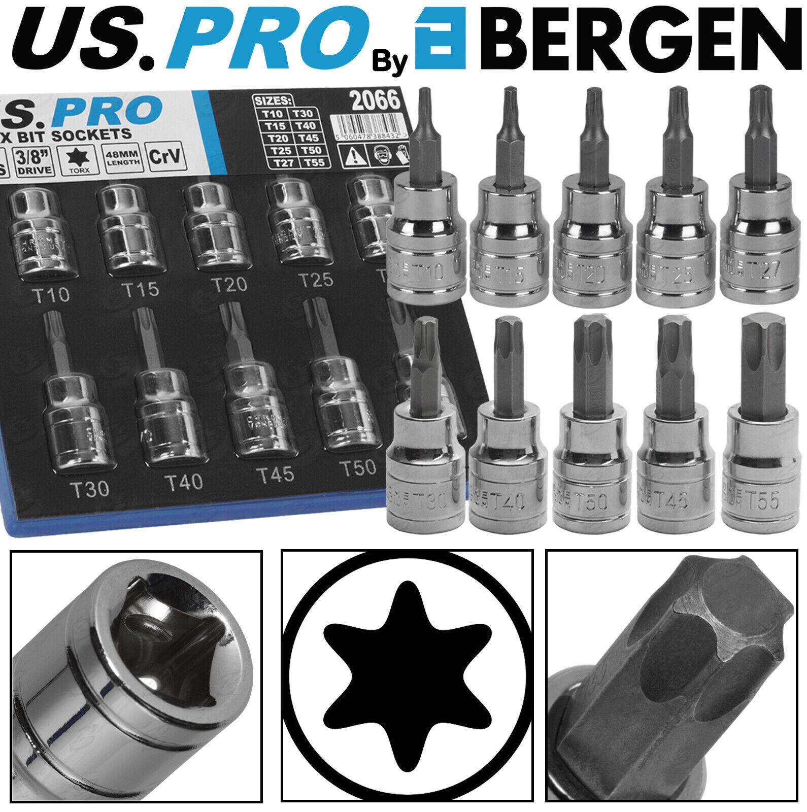SATA 3/8" DR. BIT SOCKET, TORX / TORX BIT SOCKET / T10 T15 T20 T25 T27 - View #10