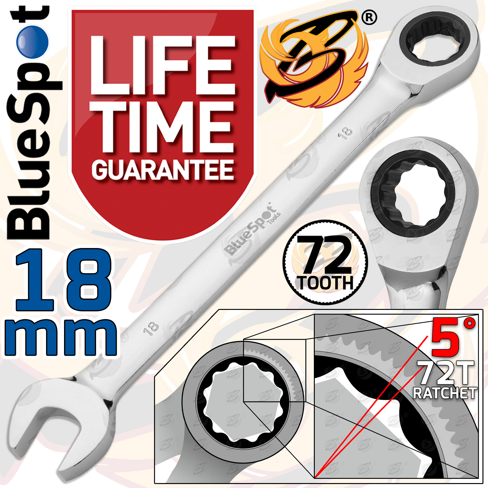 Ratchet Spanners Combination Ratchet Wrenches Spanner 72T Fixed Head 8mm - 24mm - Picture 31 of 45