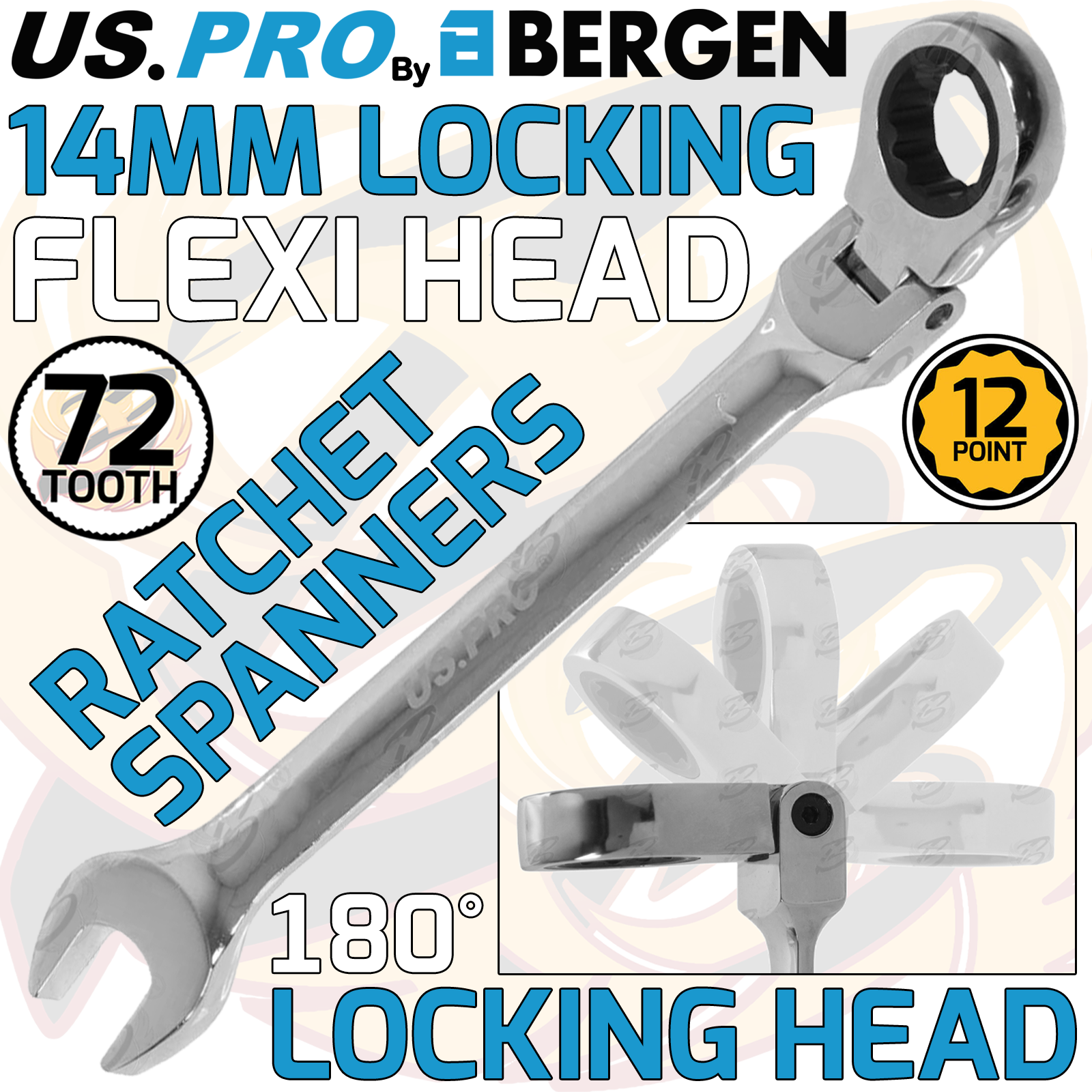 US PRO Flexible Ratchet Spanners LOCKING Flexi Combination Wrench Spanner 8-19mm - Picture 14 of 22