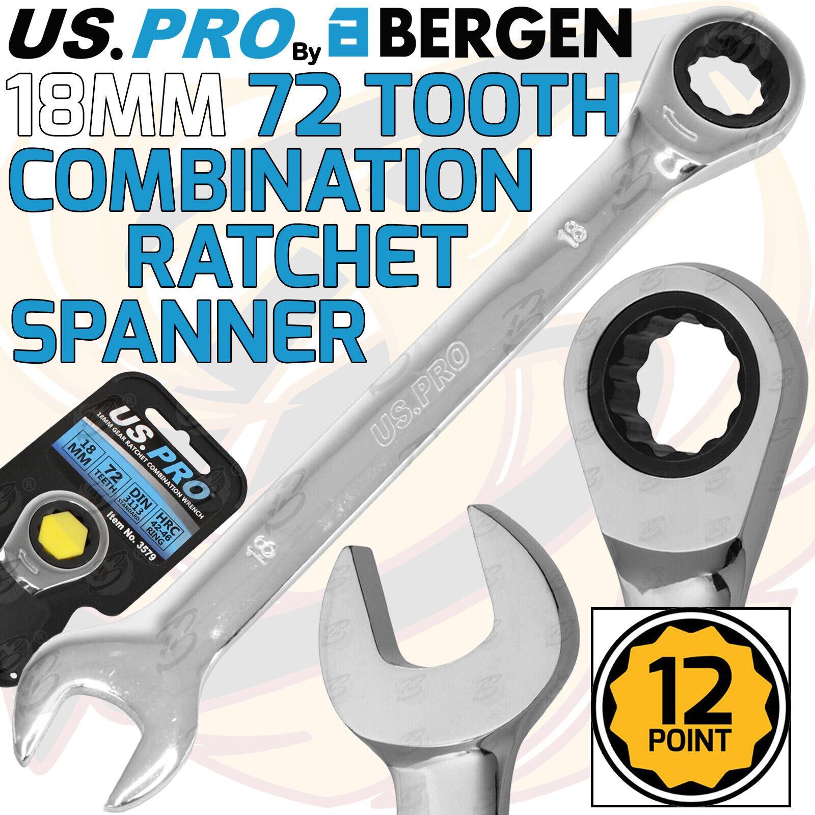 US PRO Ratchet Spanners Combination Ratchet Wrench Spanner 72T Fixed 8mm - 32mm - Picture 62 of 121