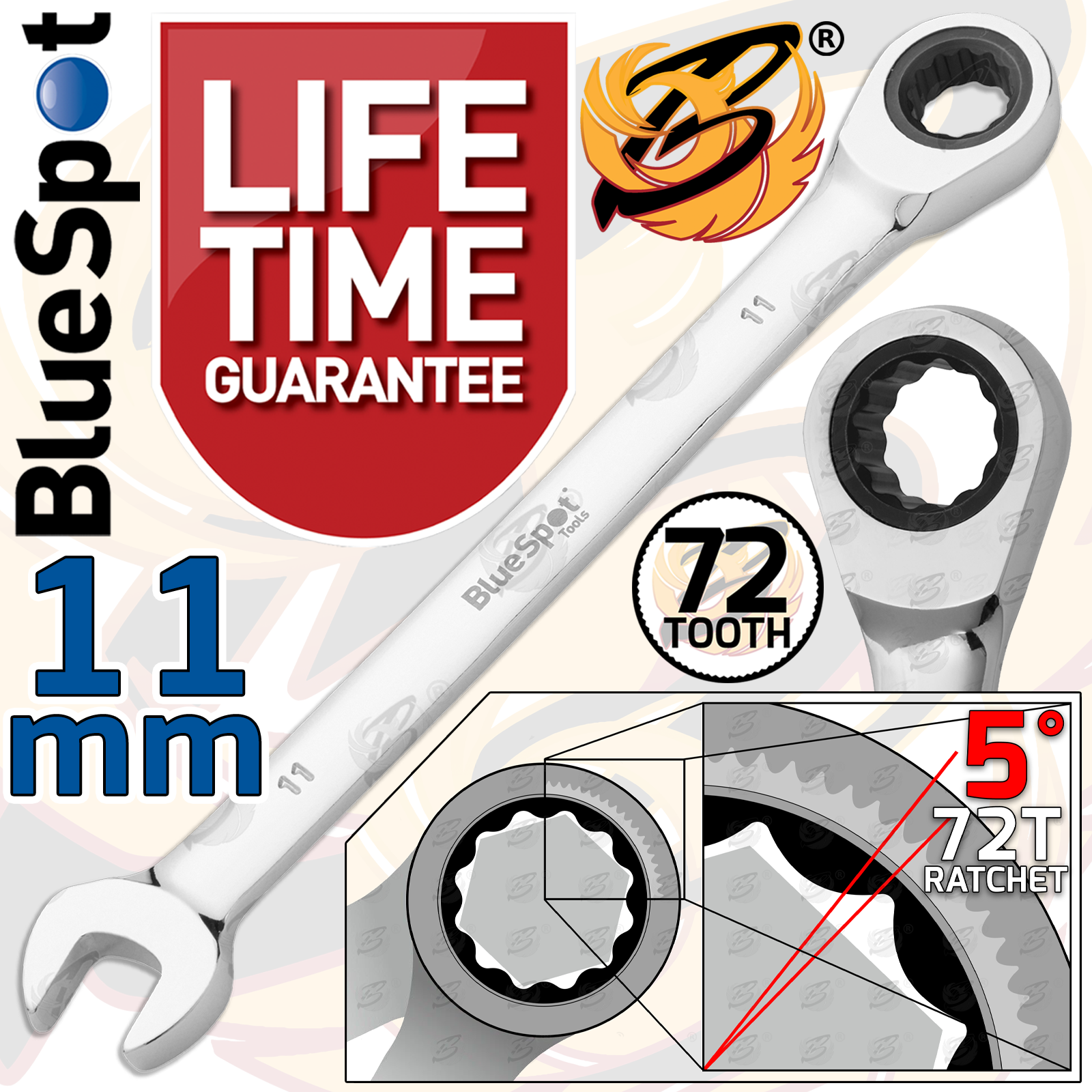 Ratchet Spanners Combination Ratchet Wrenches Spanner 72T Fixed Head 8mm - 24mm - Picture 10 of 45