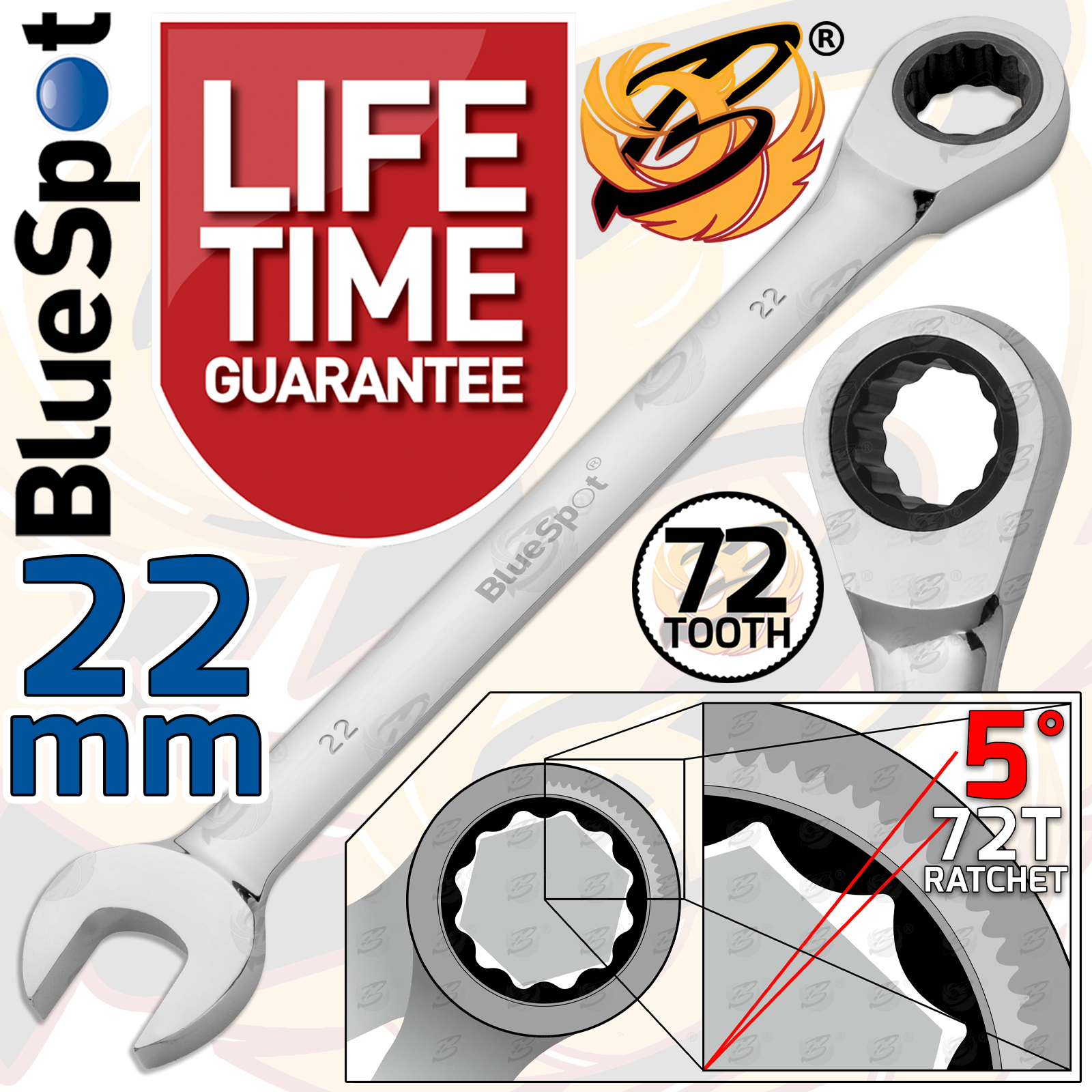 Ratchet Spanners Combination Ratchet Wrenches Spanner 72T Fixed Head 8mm - 24mm - Picture 40 of 45
