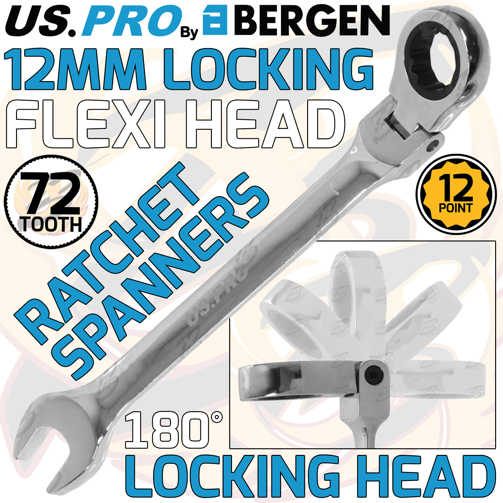 US PRO Flexible Ratchet Spanners LOCKING Flexi Combination Wrench Spanner 8-19mm - Picture 8 of 22