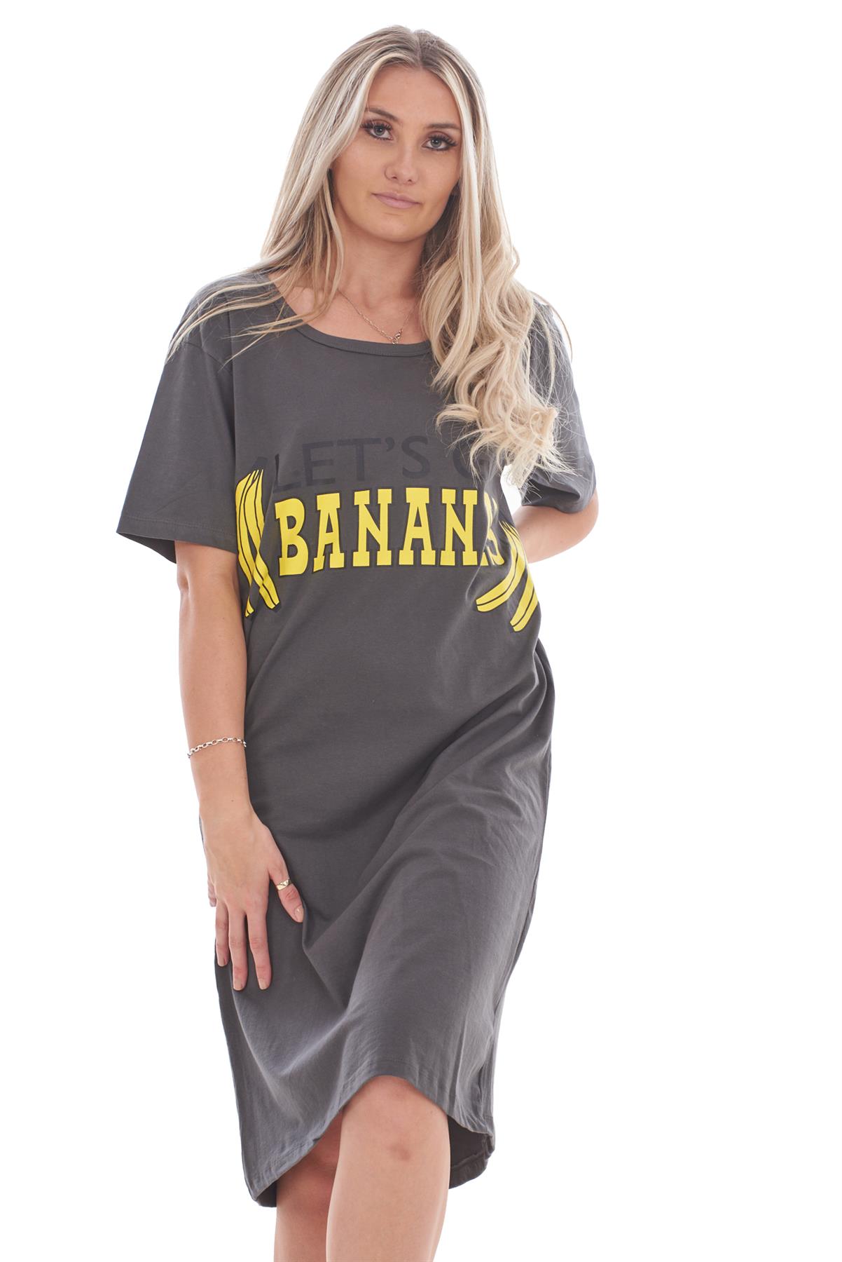 Ladies Short Sleeve Nightdress Slogan Print Cotton Nightie Plus Size M-XXL - Picture 14 of 34