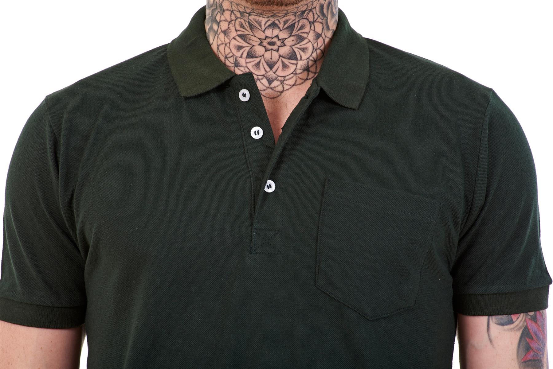 Mens Cotton T-Shirts Regular fit Plain Polo Pocket Casual Formal Shirt Top M-XXL - Picture 18 of 26