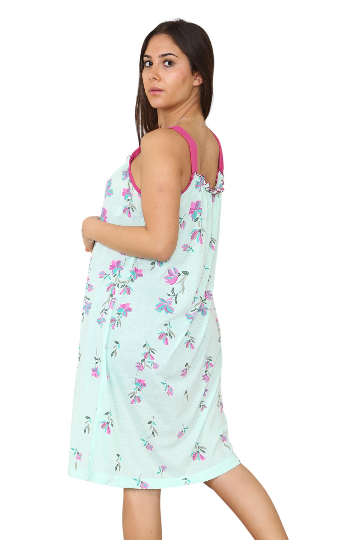 Ladies Strappy Nightdress Short Floral Cotton Sleeveless Lingerie Nightwear M3XL - Picture 17 of 39